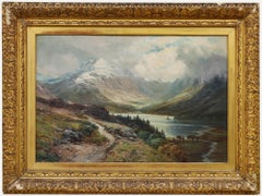 Clarence Roe (1870-1909) - Grande huile de la fin du 19e siècle, scène de Loch écossaise