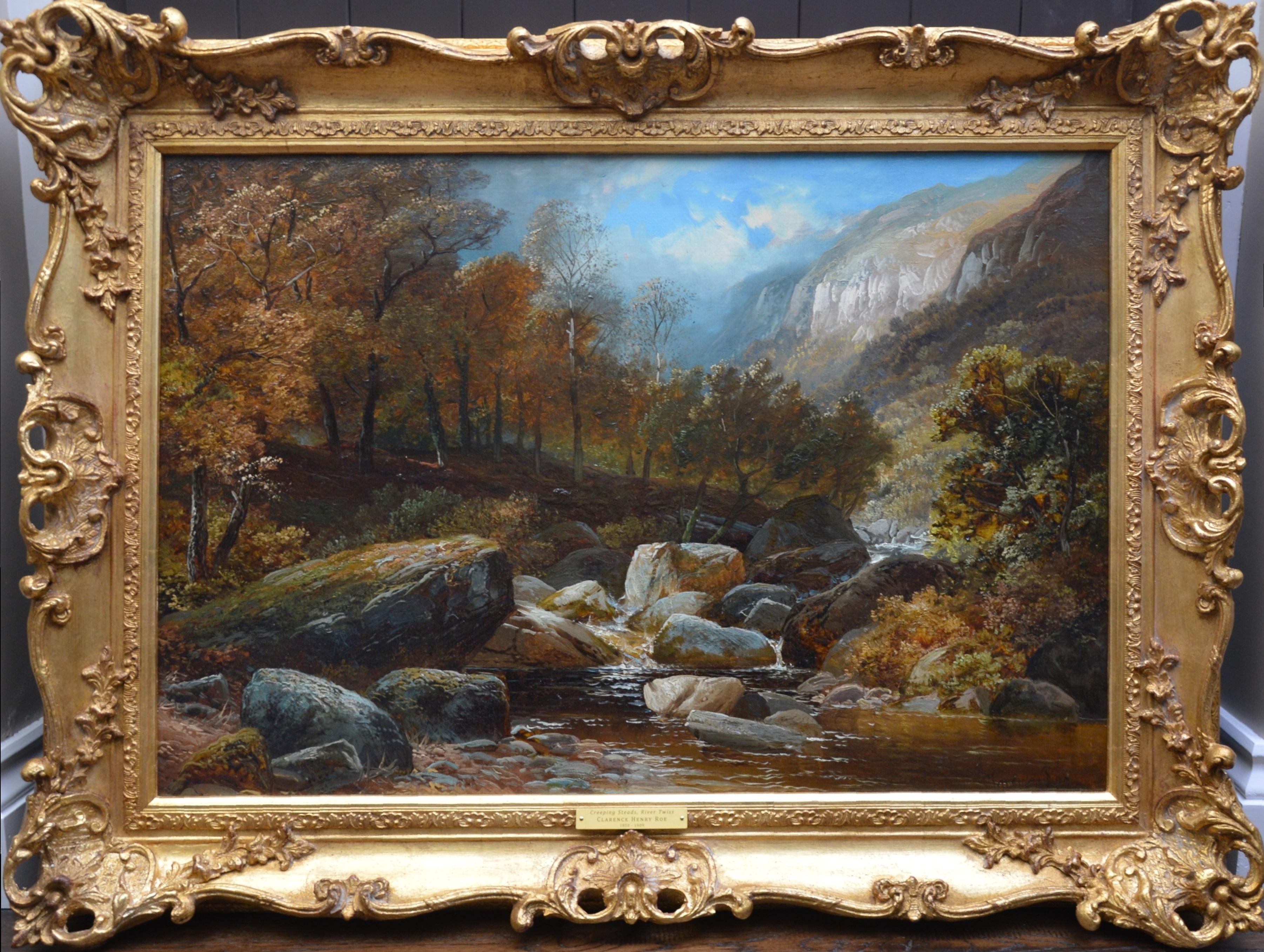 Clarence Roe Landscape Painting - Creeping Steads, River Twiss - 19th Century Yorkshire Landscape Oil Painting