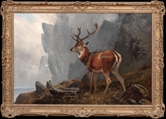 Highland Stag By The Loch, 19th century by Clarence Henry Roe (1850-1909)