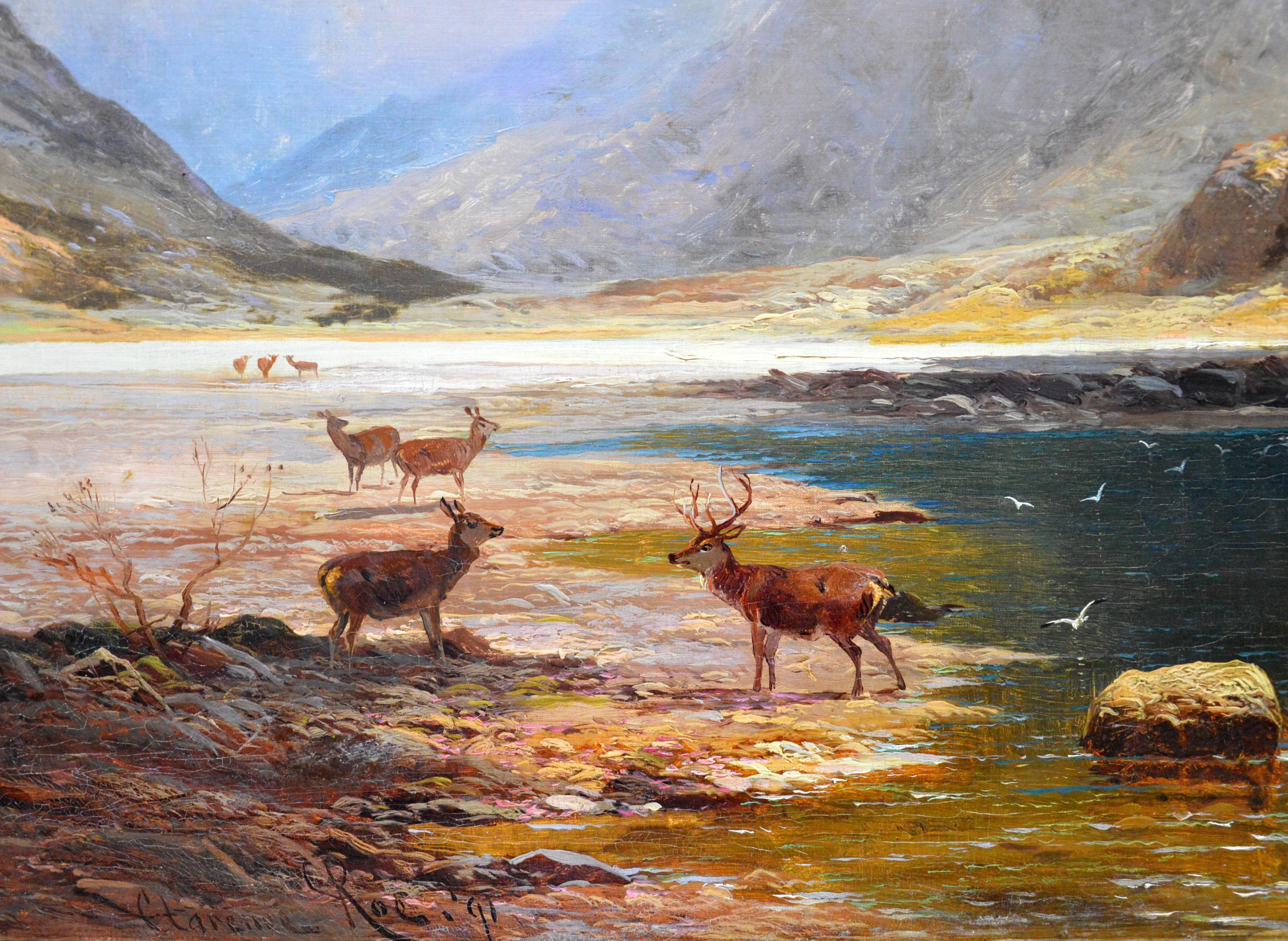 Loch Lomond - Very Large 19th Century Scottish Highland Landscape Oil Painting - Brown Landscape Painting by Clarence Roe