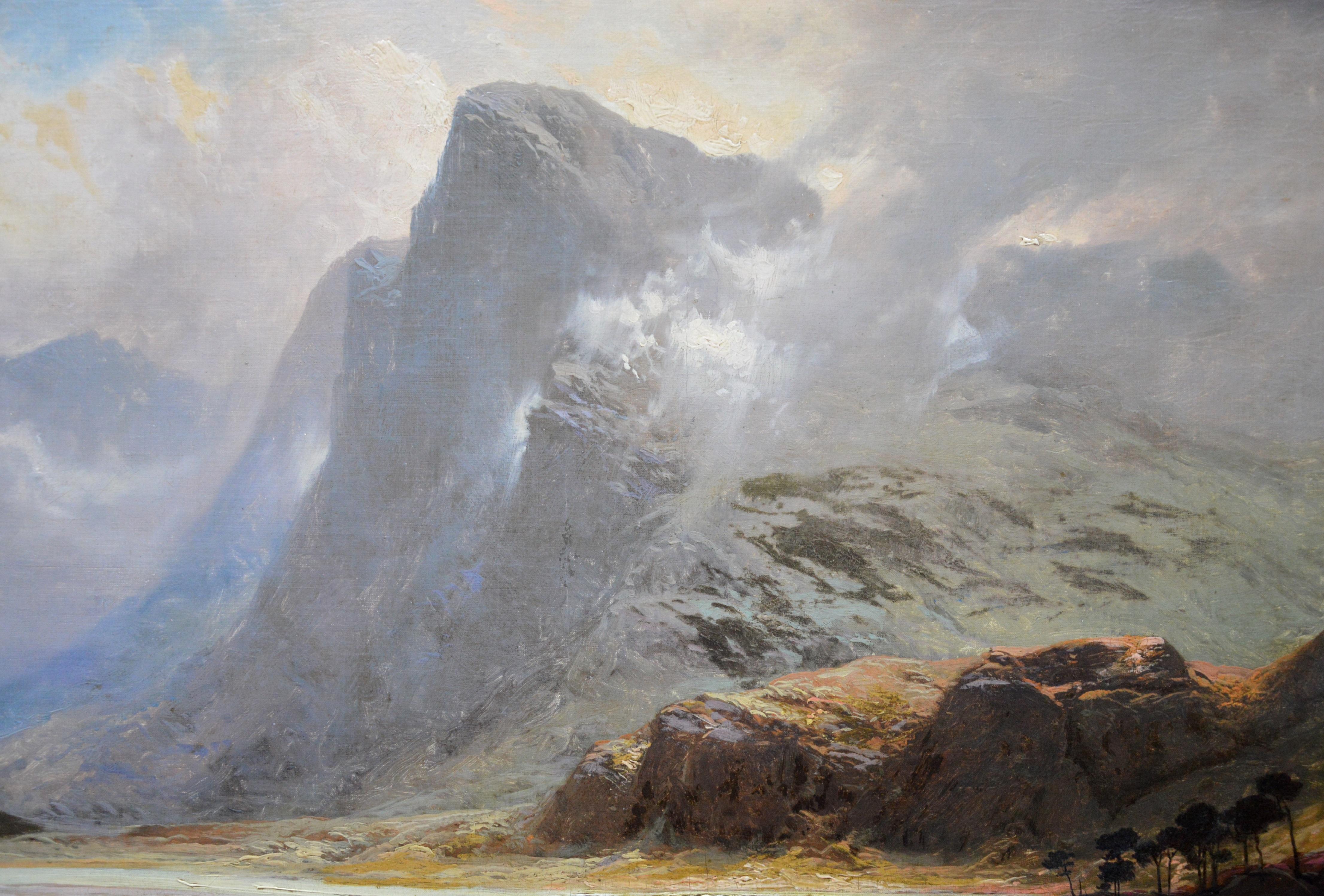 This is a very large fine 19th century oil on canvas depicting a magnificent view of ‘Loch Lomond’ in the Highlands of Scotland by the renowned Victorian landscape painter Clarence Henry Roe (1850-1909). The painting is signed by the artist and