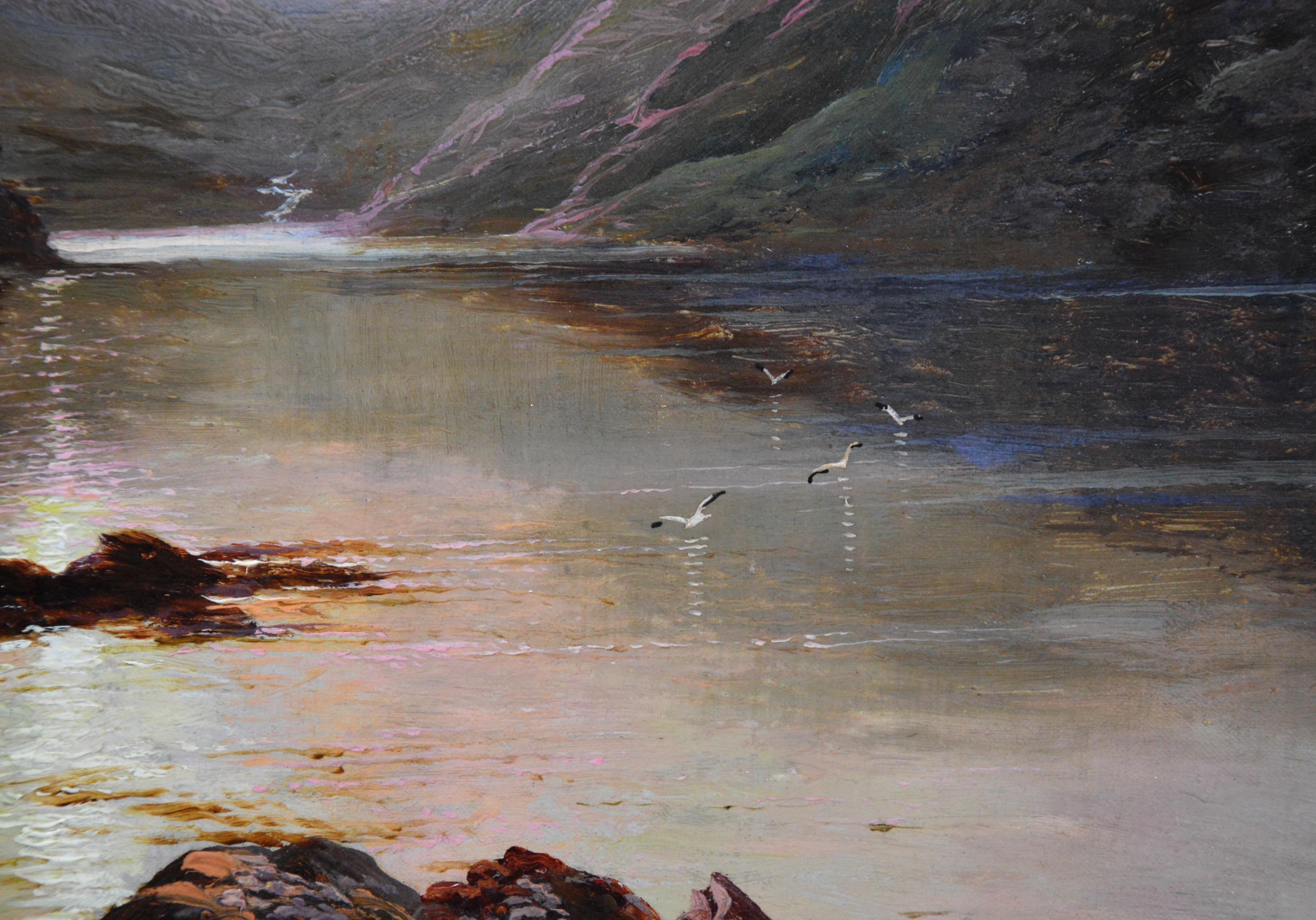 Lough Beagh - 19th Century Irish Landscape Oil Painting of Donegal Sunset 2