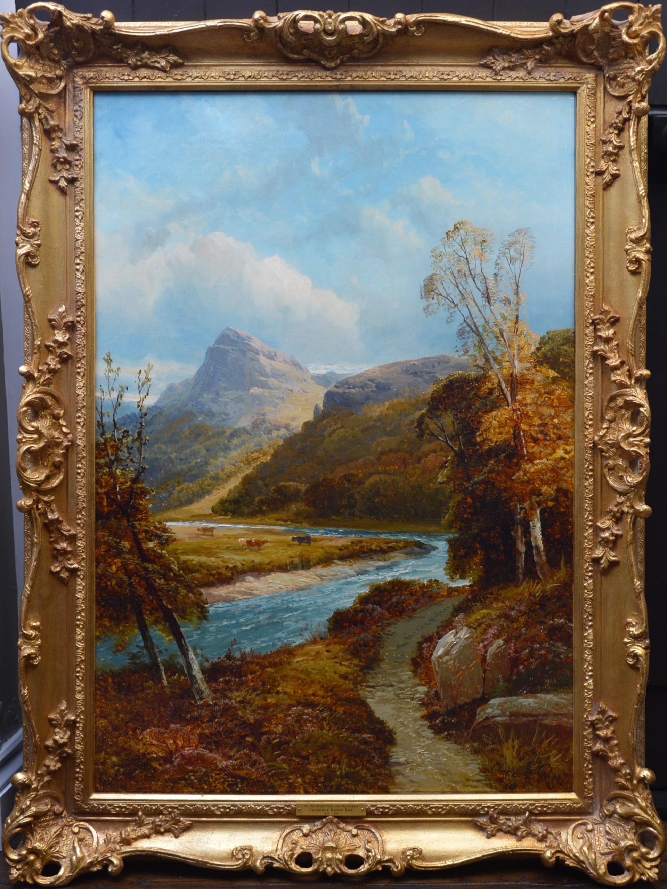 Clarence Roe Landscape Painting - On the River Dee - Large 19th Century Scottish Landscape Oil Painting 