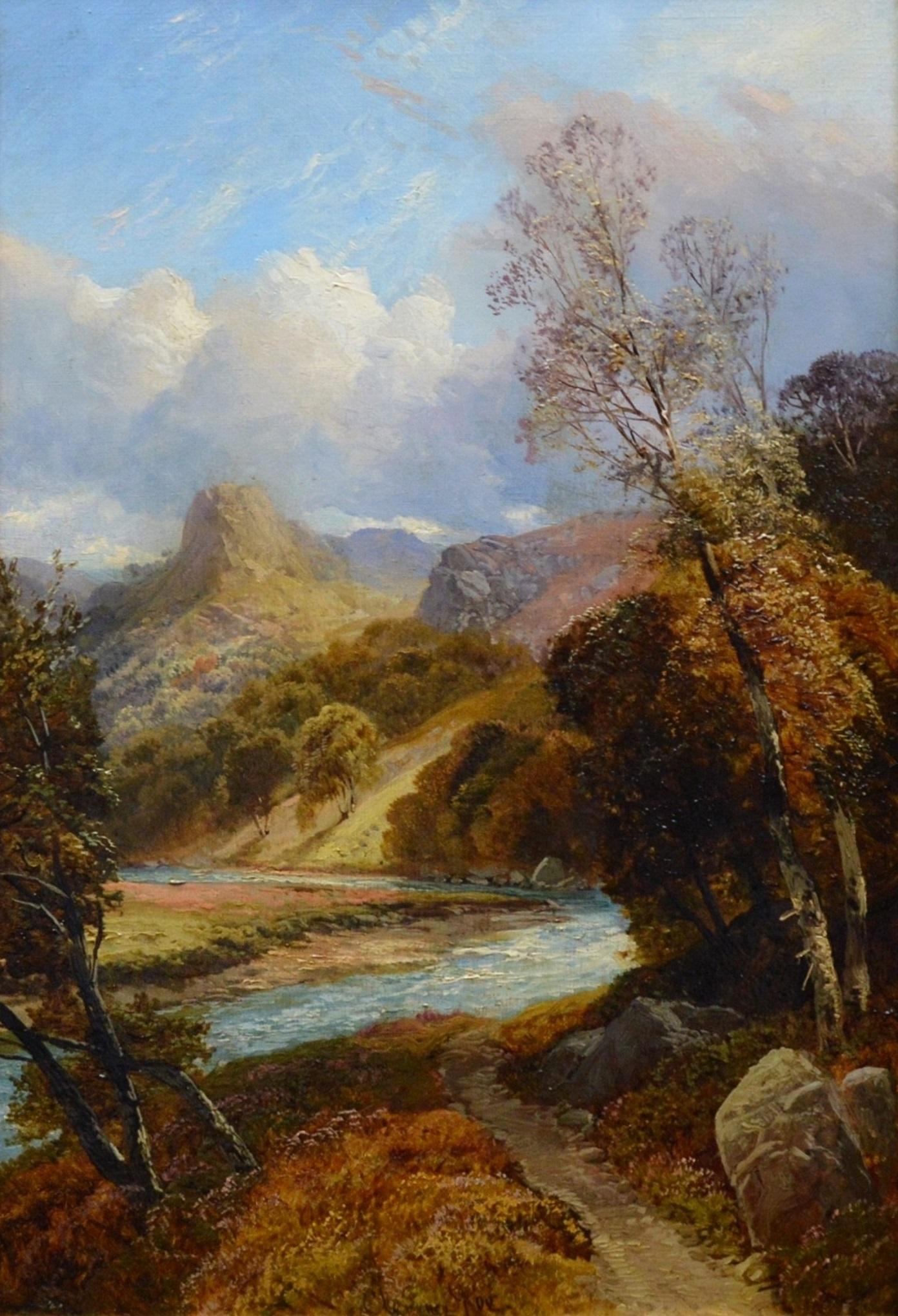 On the River Tay - Peinture à l'huile du 19ème siècle - Paysage des Highlands écossais - Victorien Painting par Clarence Roe