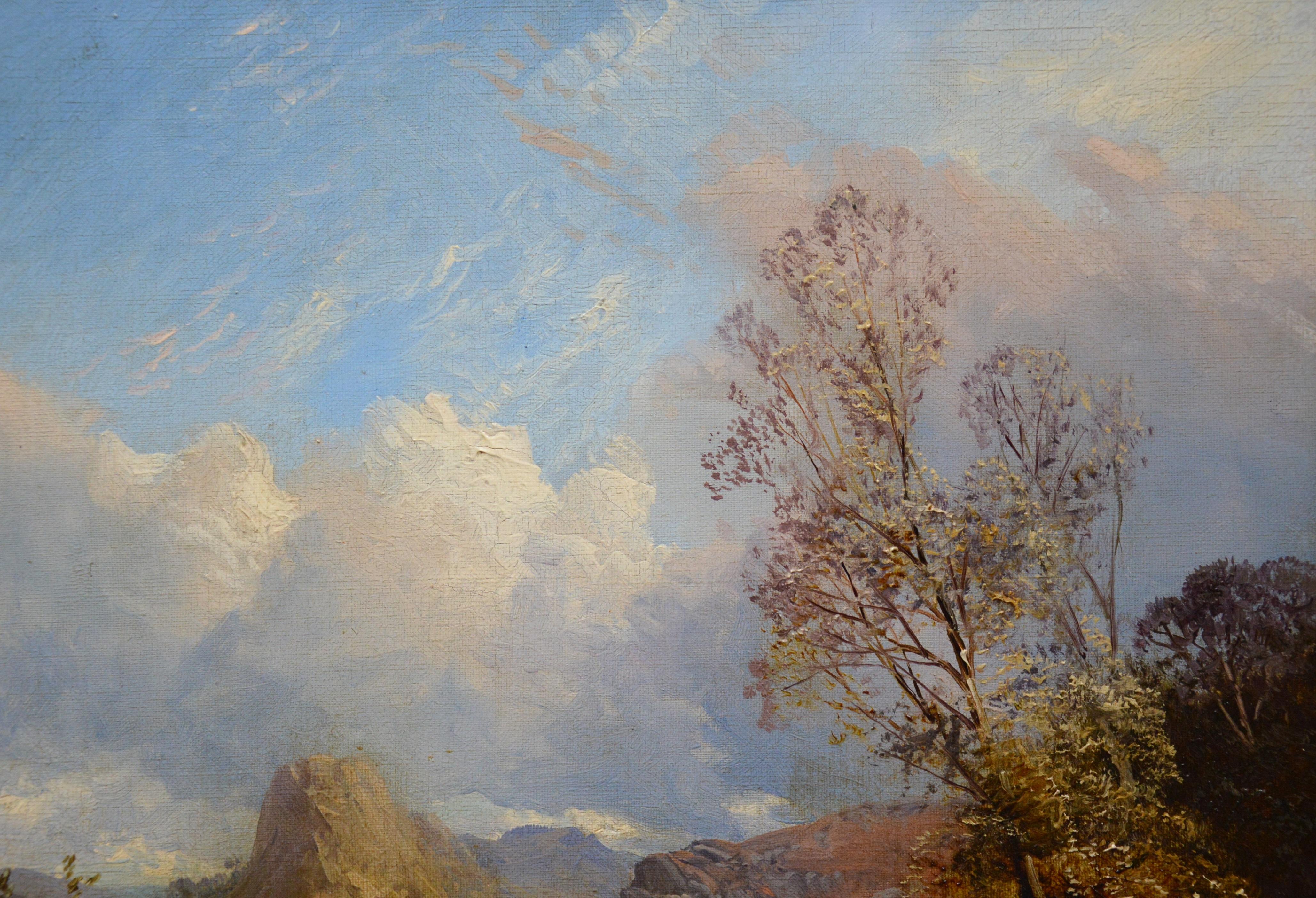 On the River Tay - Peinture à l'huile du 19ème siècle - Paysage des Highlands écossais 1