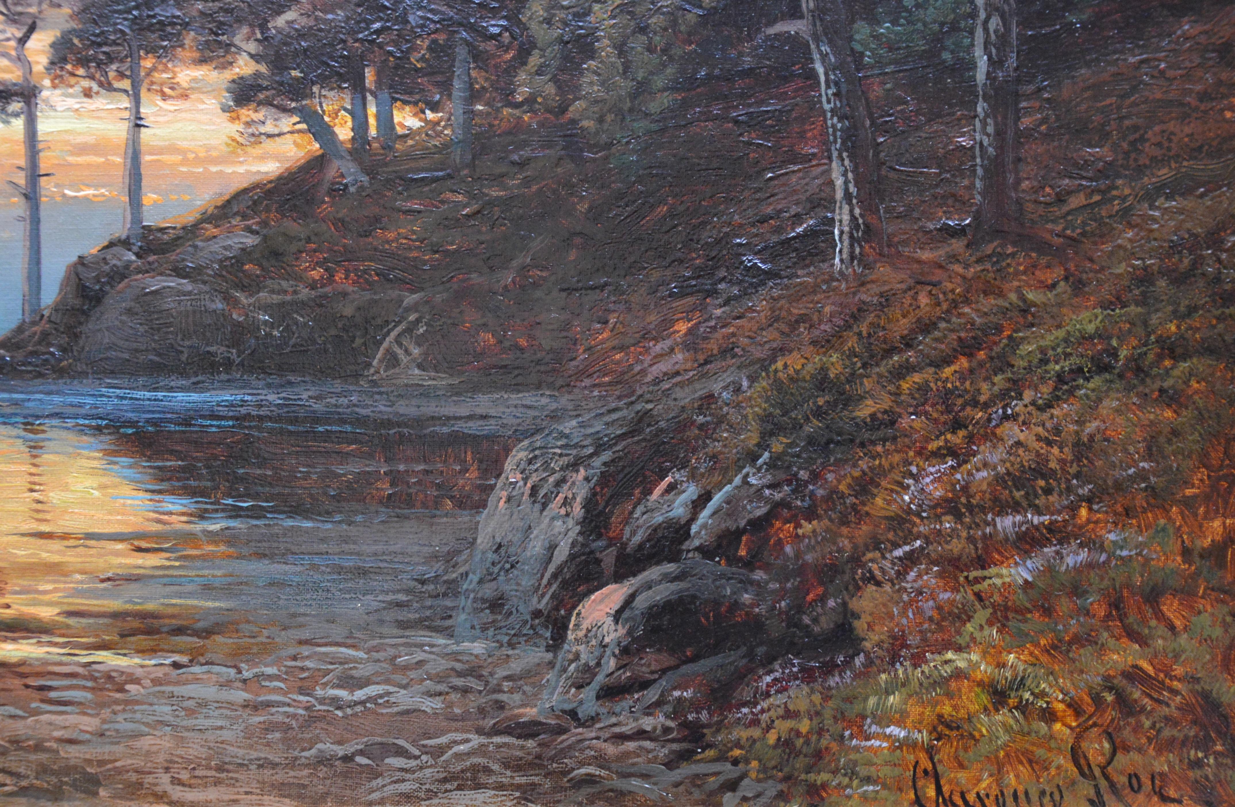 Sunset, Loch Katrine - 19th Century Scottish Landscape Oil Painting 1