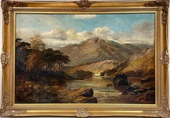 The Scottish Highlands, Victorian Signed Oil Painting Very Large Loch Scene