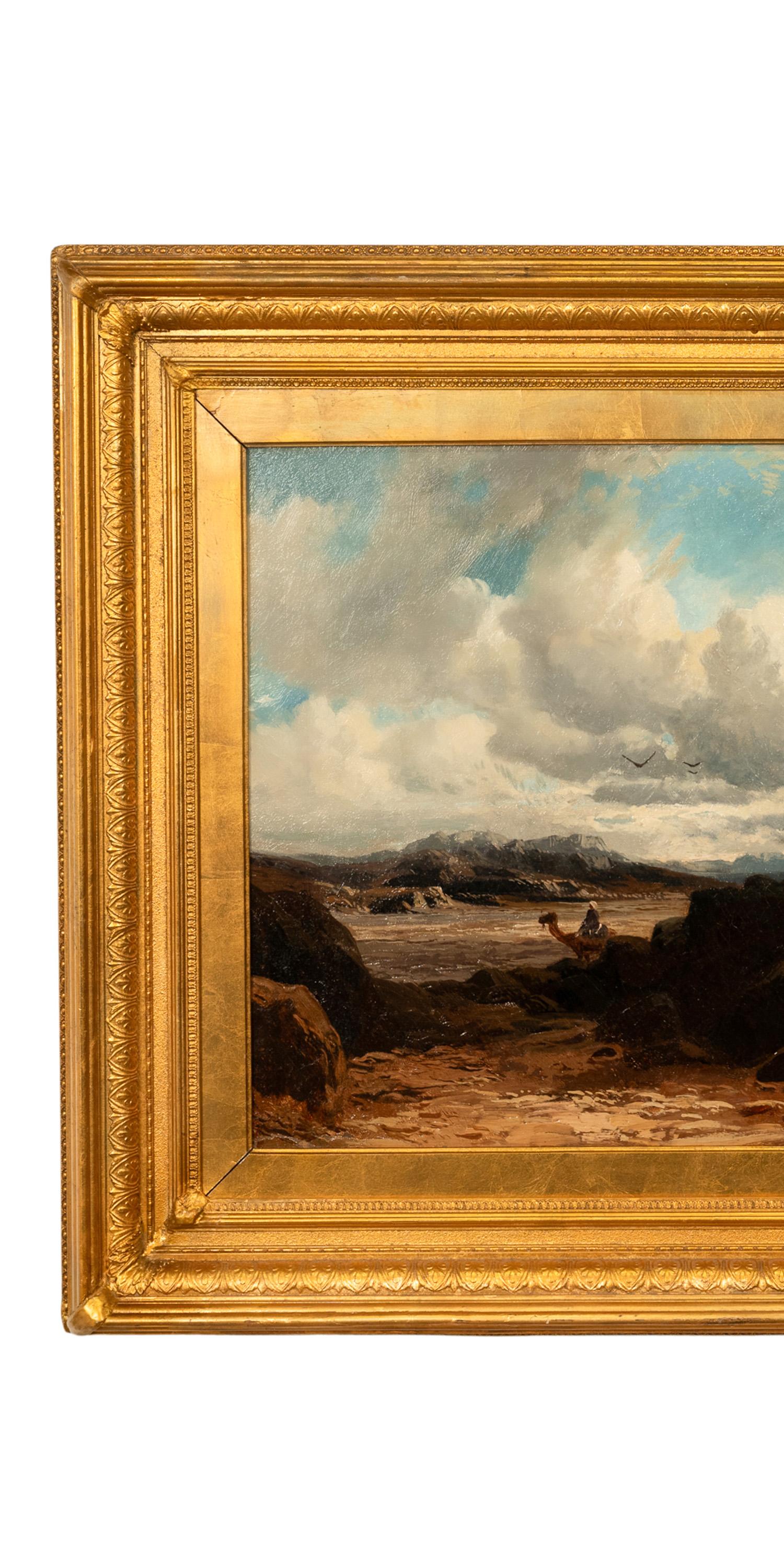 Antico olio su tela del XIX secolo di grandi dimensioni Pittura orientalista Palmira Siria 1880 - Landscape Painting Marrone di Clarence Rowe