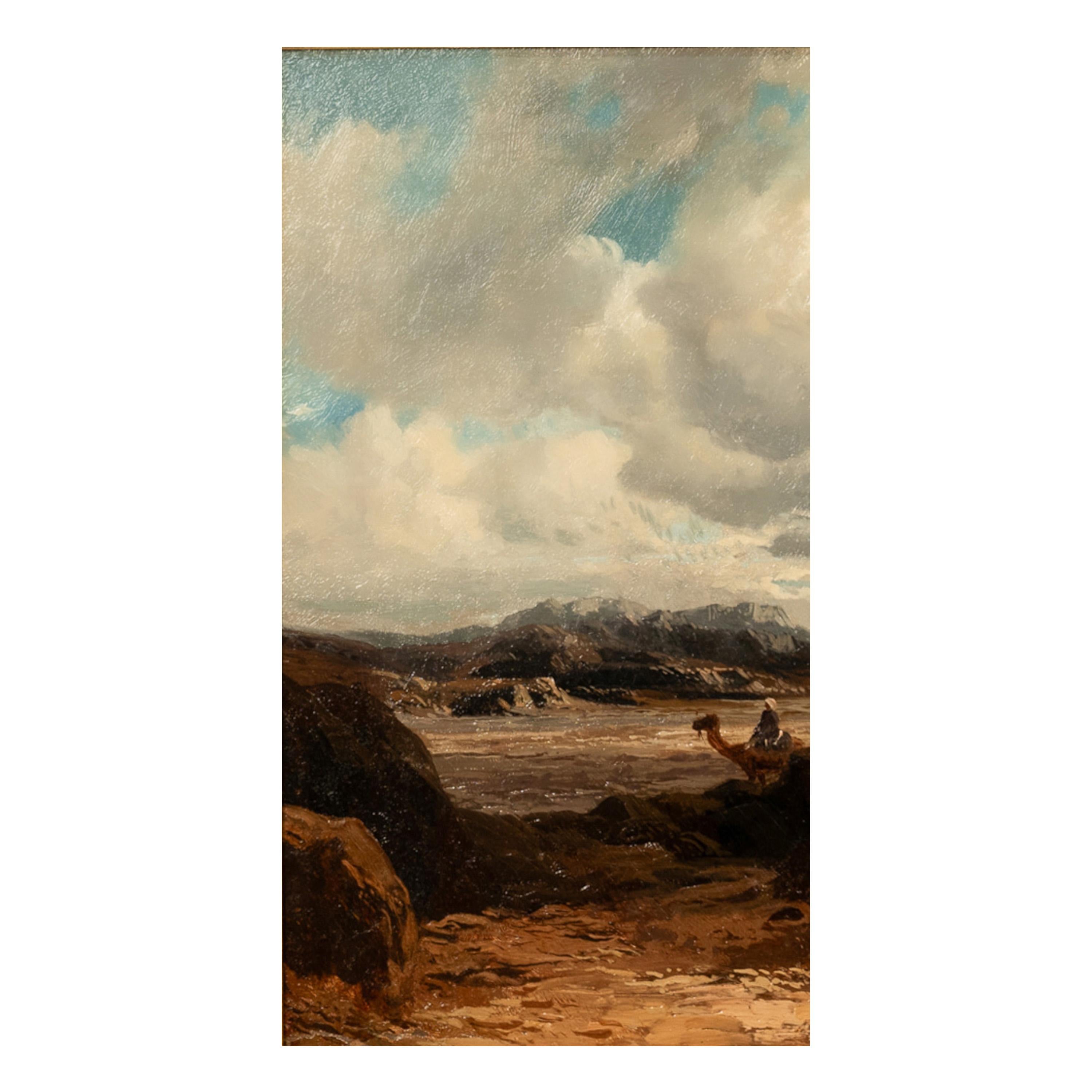 Antico olio su tela del XIX secolo di grandi dimensioni Pittura orientalista Palmira Siria 1880 in vendita 1