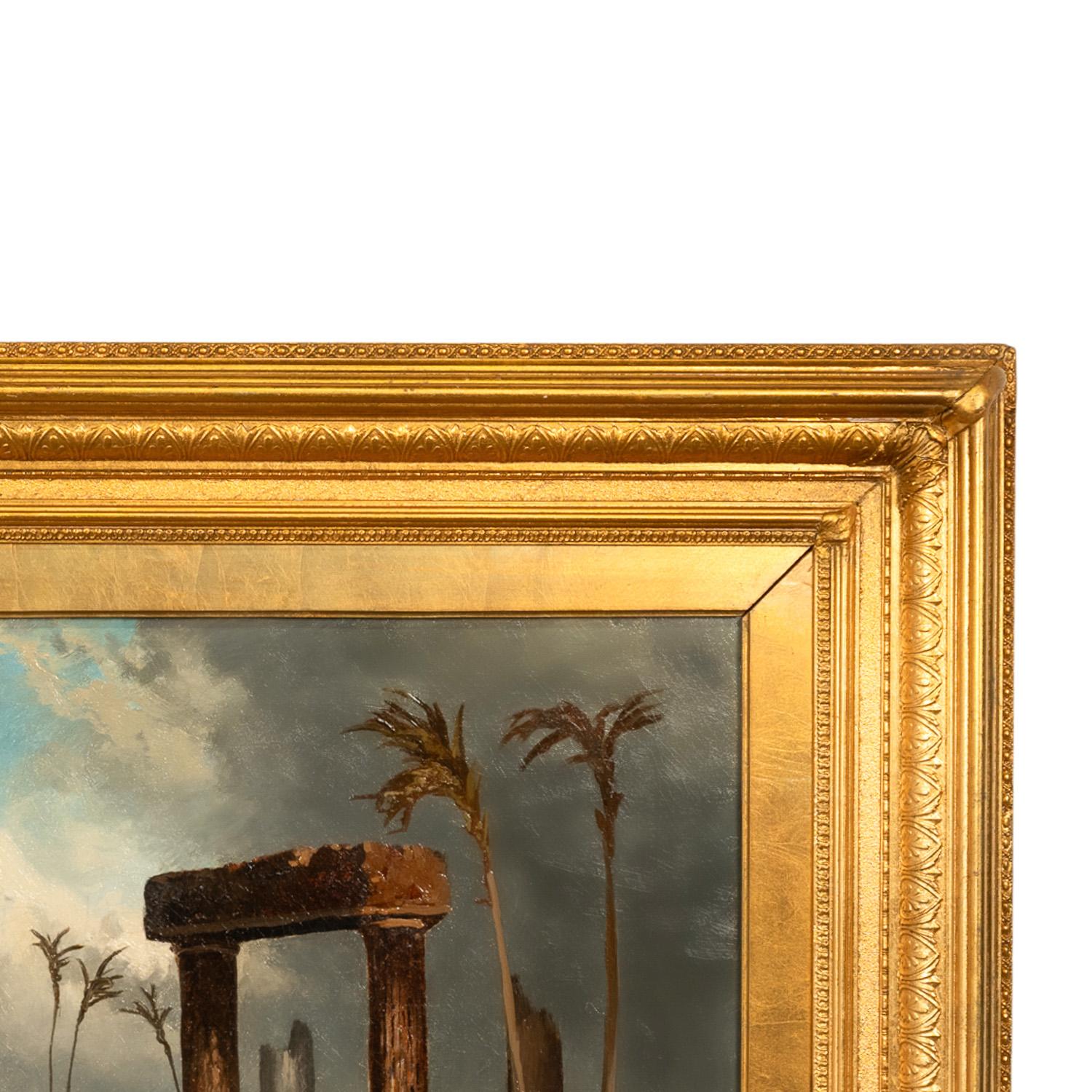 Antico olio su tela del XIX secolo di grandi dimensioni Pittura orientalista Palmira Siria 1880 in vendita 5