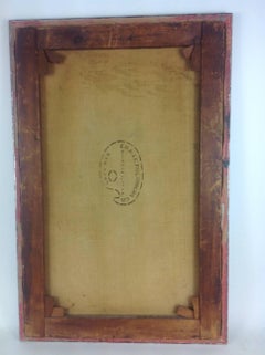 Antique Western River  Crossing Equestrian  Landscape Oil Painting circa 1910