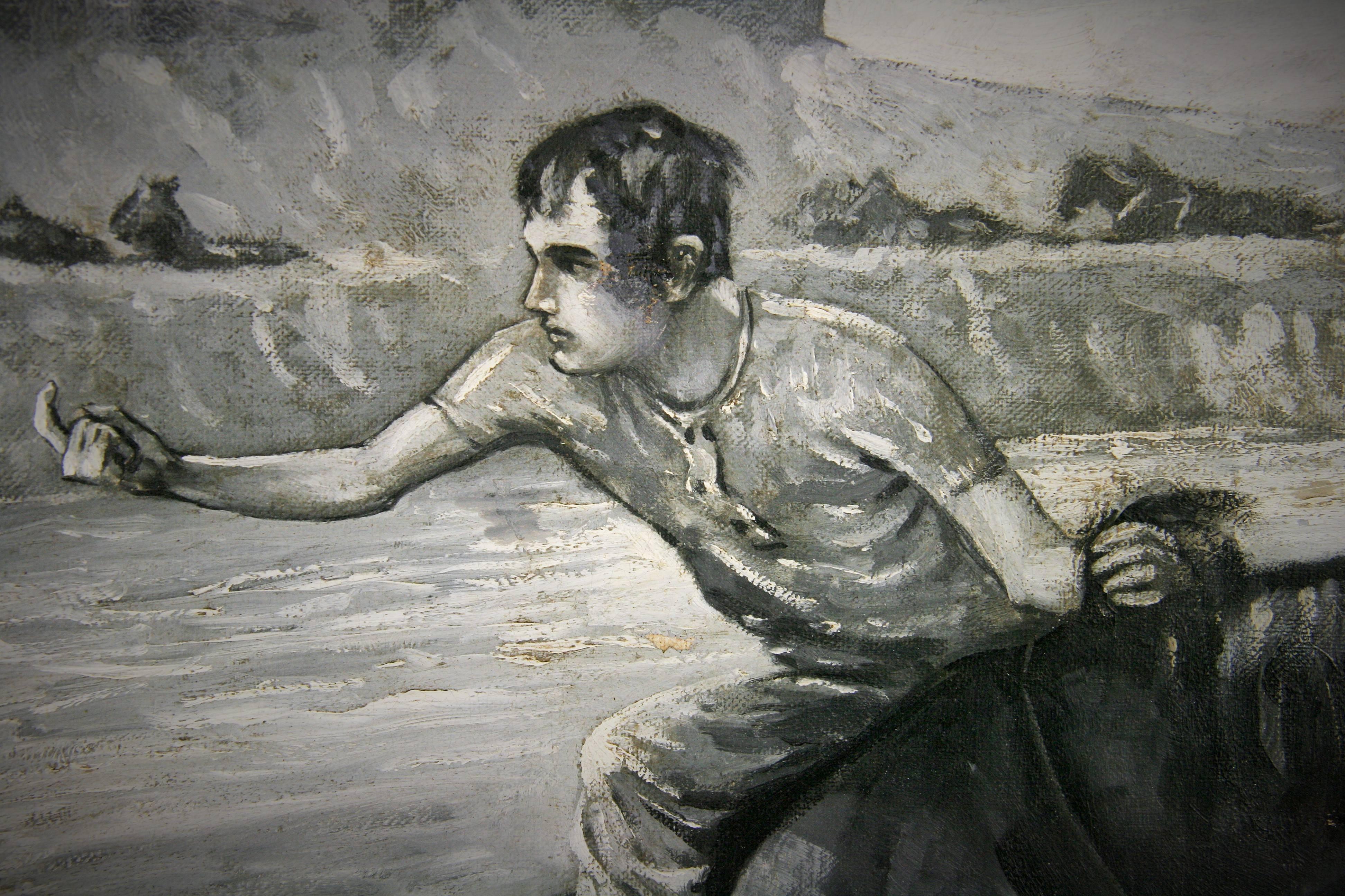 Antico fiume occidentale  Attraversamento Equestre  Paesaggio dipinto a olio nel 1910 circa in vendita 2