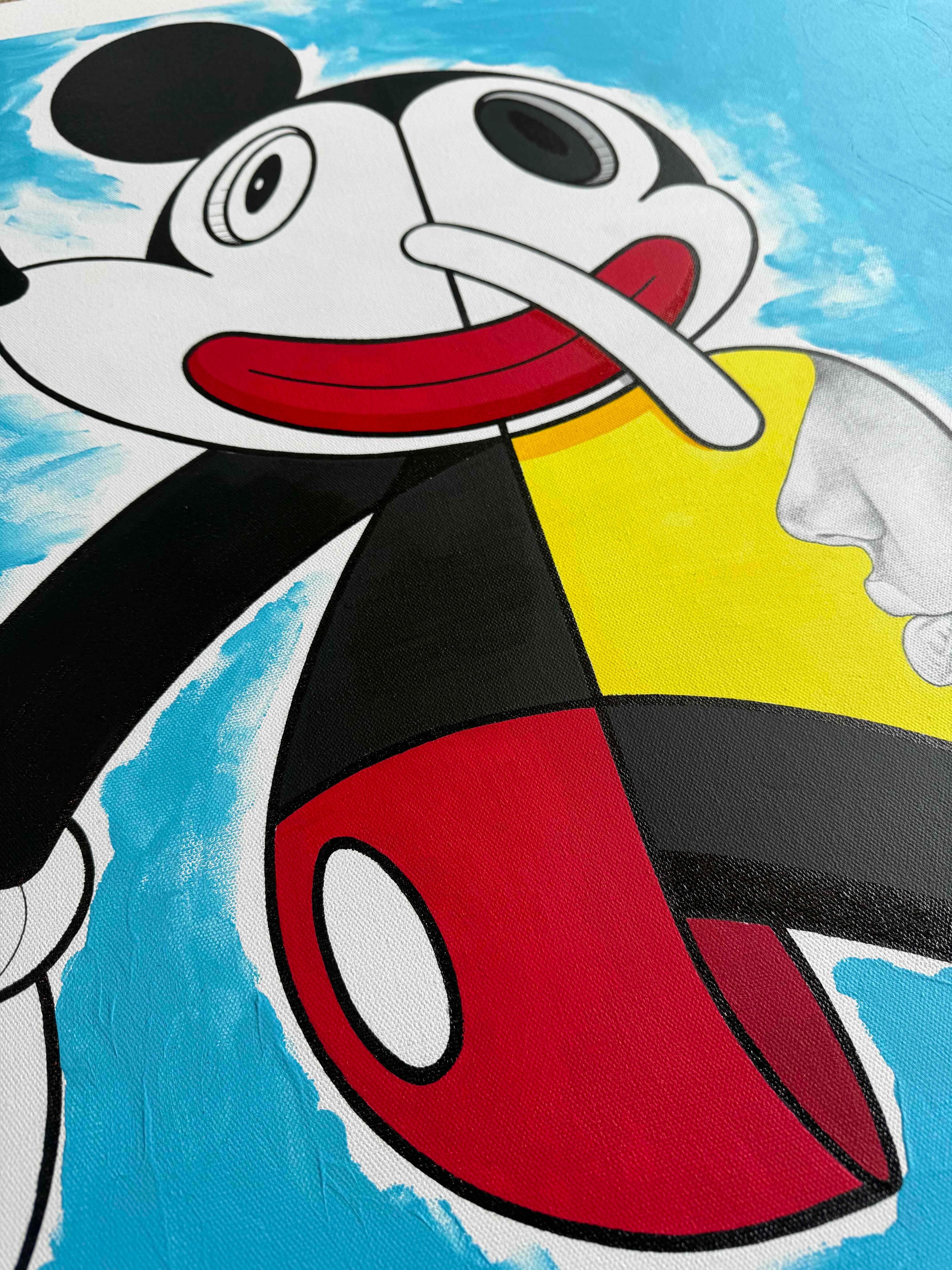 Oreo Mickey contemporary pop art character interior figurative red blue yellow – Painting von Clarence Ruth