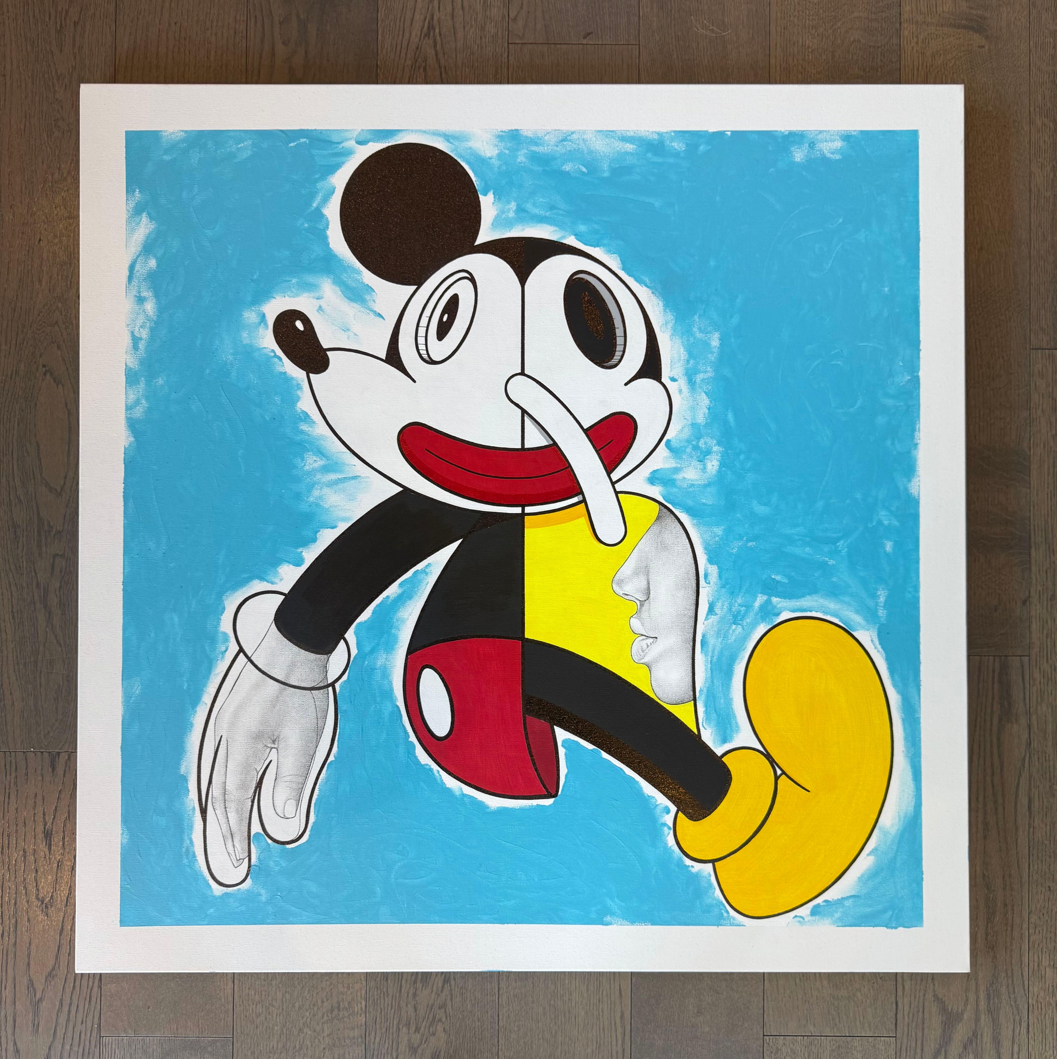 Clarence Ruth Portrait Painting – Oreo Mickey contemporary pop art character interior figurative red blue yellow