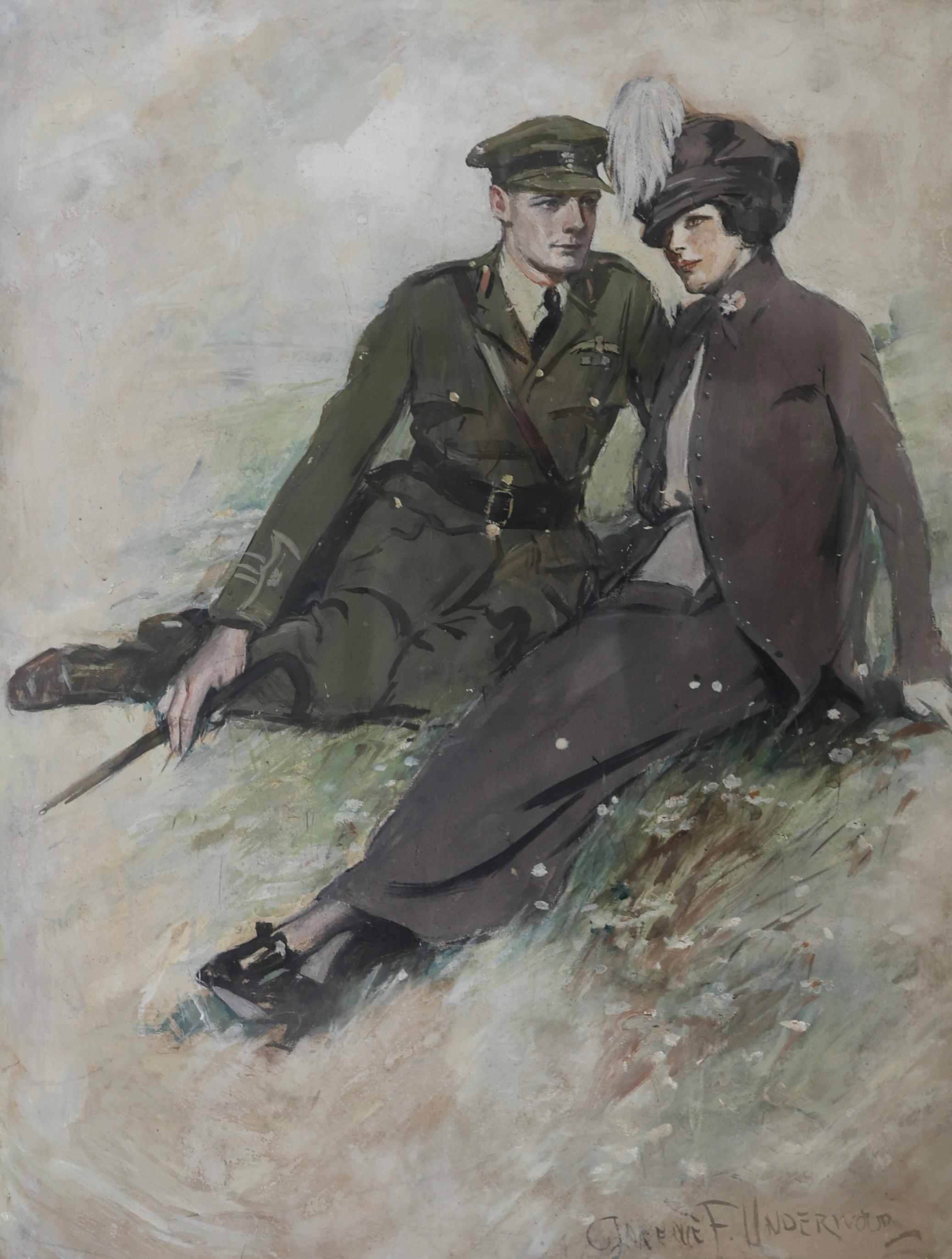 Un soldato e la sua ragazza, illustrazione di una storia su rivista