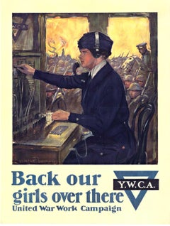 Original "Back Our Girls Over There, YWCA vintage WW1 poster