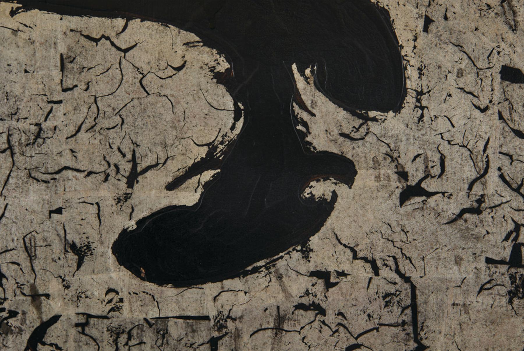 Il mare, grande dipinto astratto di metà secolo, artista della scuola di Cleveland - Abstract Painting Argento di Clarence Van Duzer