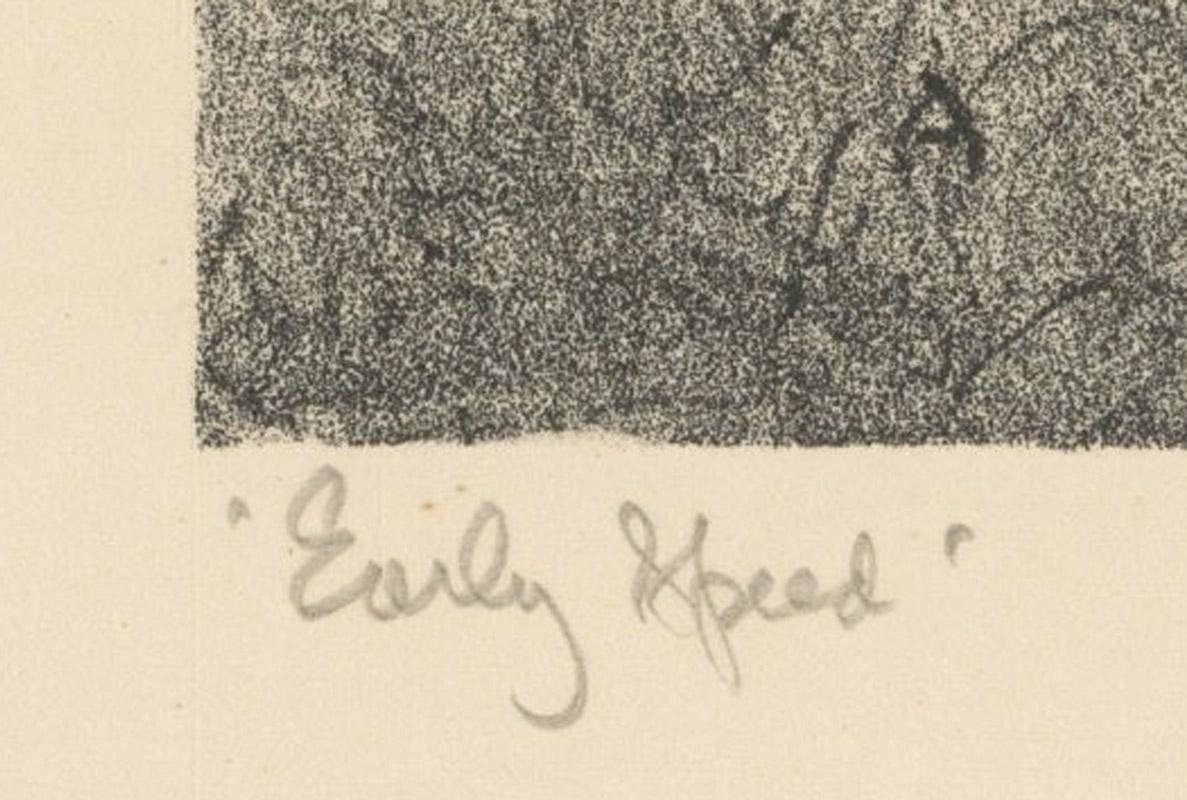 Frühe Geschwindigkeit
Lithographie, 1953
Signiert unten rechts
Auflage 250
Herausgegeben von Associated American Artists
Illustriert: AAA-Katalog 1953-03
Referenz: AAA-Index 1187
Zustand: Das Blatt ist durch Alterung sehr leicht vergilbt
Bildgröße: