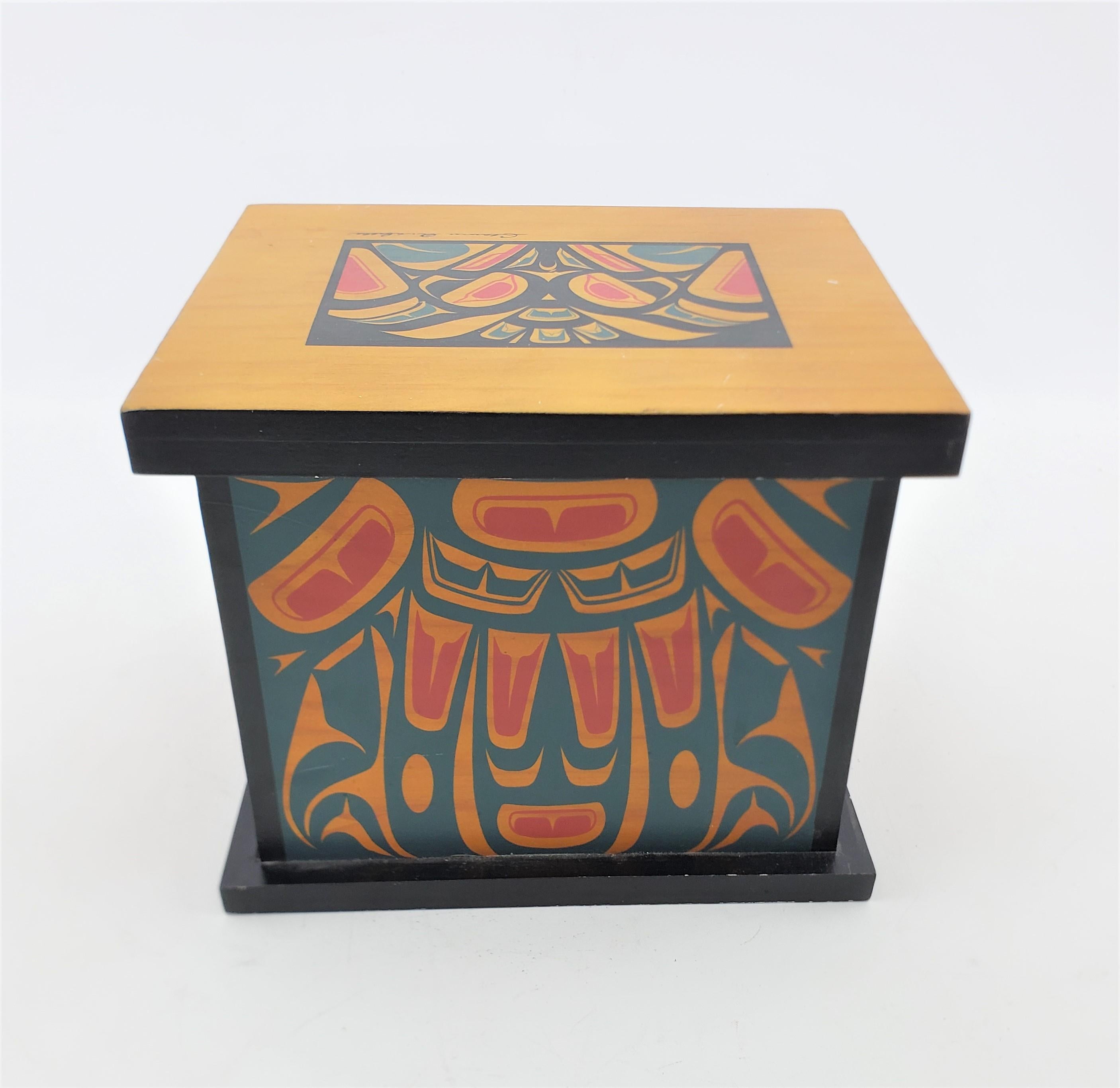 Native American Clarence Wells Signed West Coast Haida Styled Decorative Wooden Box