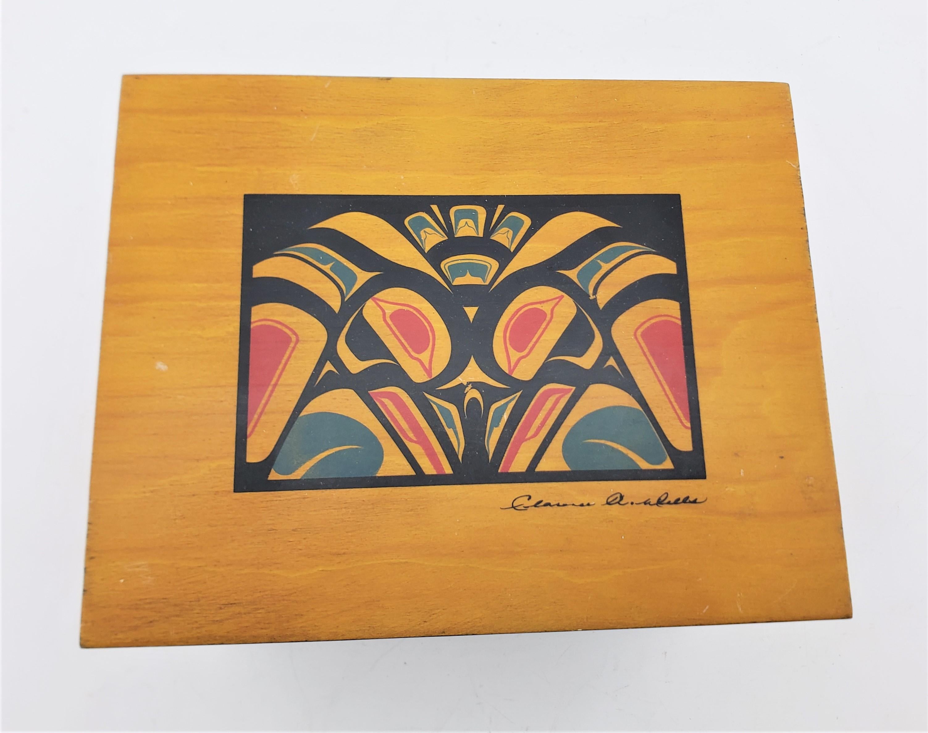 Clarence Wells Signed West Coast Haida Styled Decorative Wooden Box In Good Condition In Hamilton, Ontario