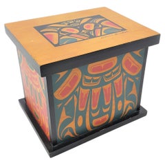 Clarence Wells Signed West Coast Haida Styled Decorative Wooden Box