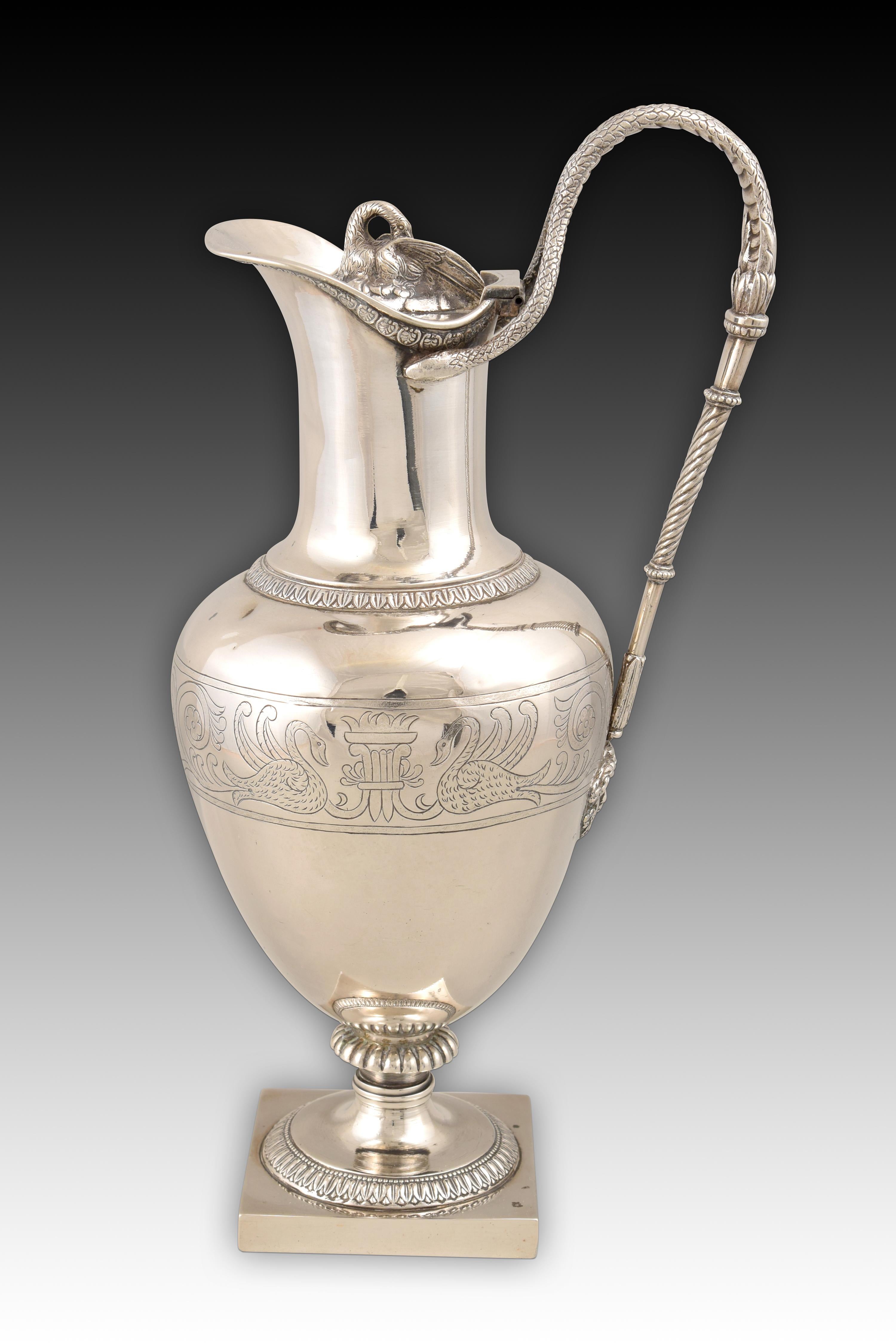Neoclassical Claret Jug, Silver, Anselmo Prior and Mason, Vitoria, Spain, 1816-1846 For Sale