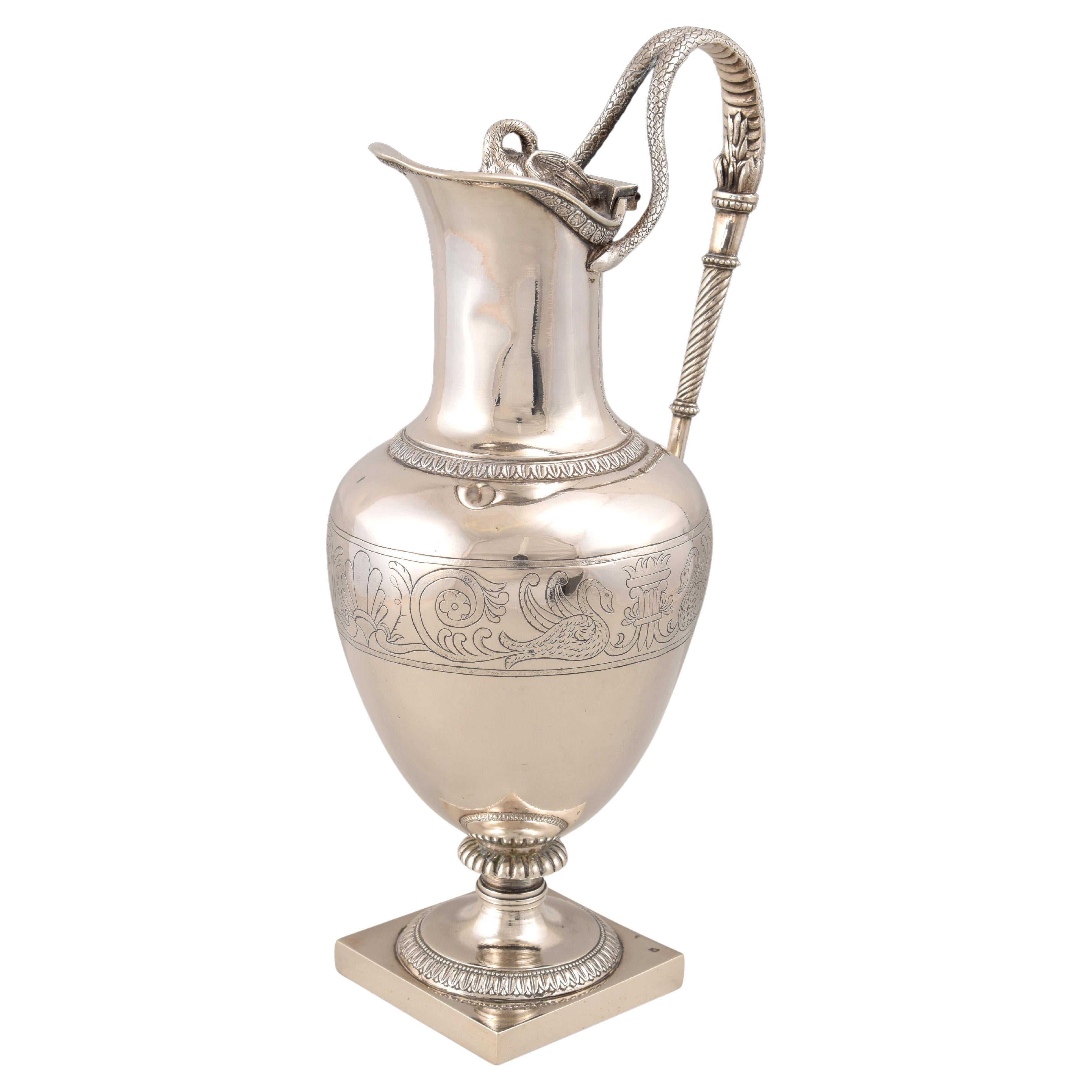 Claret Jug, Silver, Anselmo Prior and Mason, Vitoria, Spain, 1816-1846 For Sale