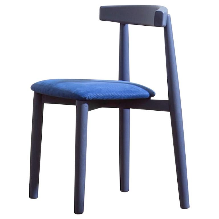 For Sale: Blue (Sponge Blue) Claretta Bold Chair in Matching Aniline Base, Upholstery Seat, by Florian Schmid