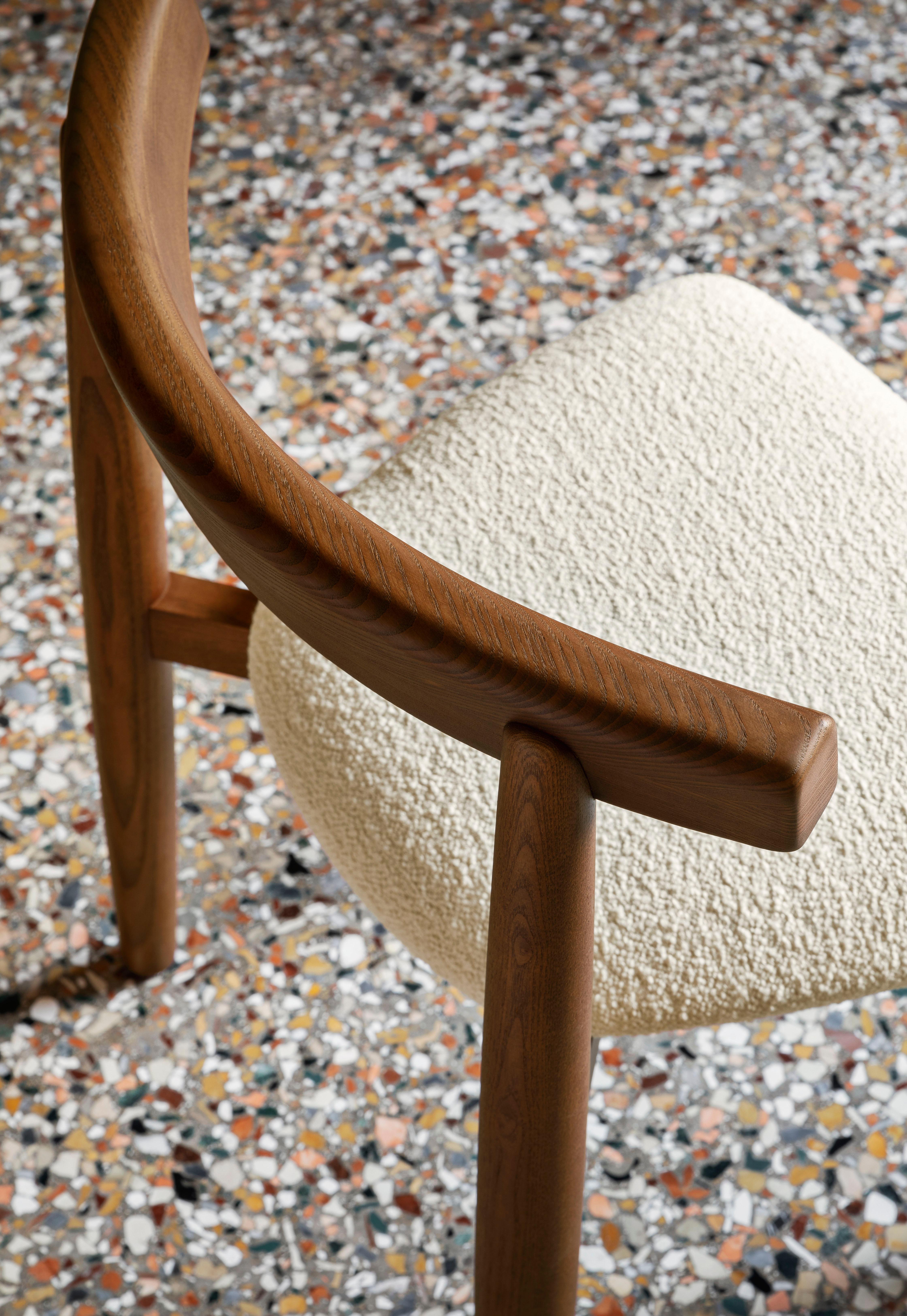 Modern Claretta Bold Chair in Walnut Base with Grey Velvet Seat by Florian Schmid For Sale