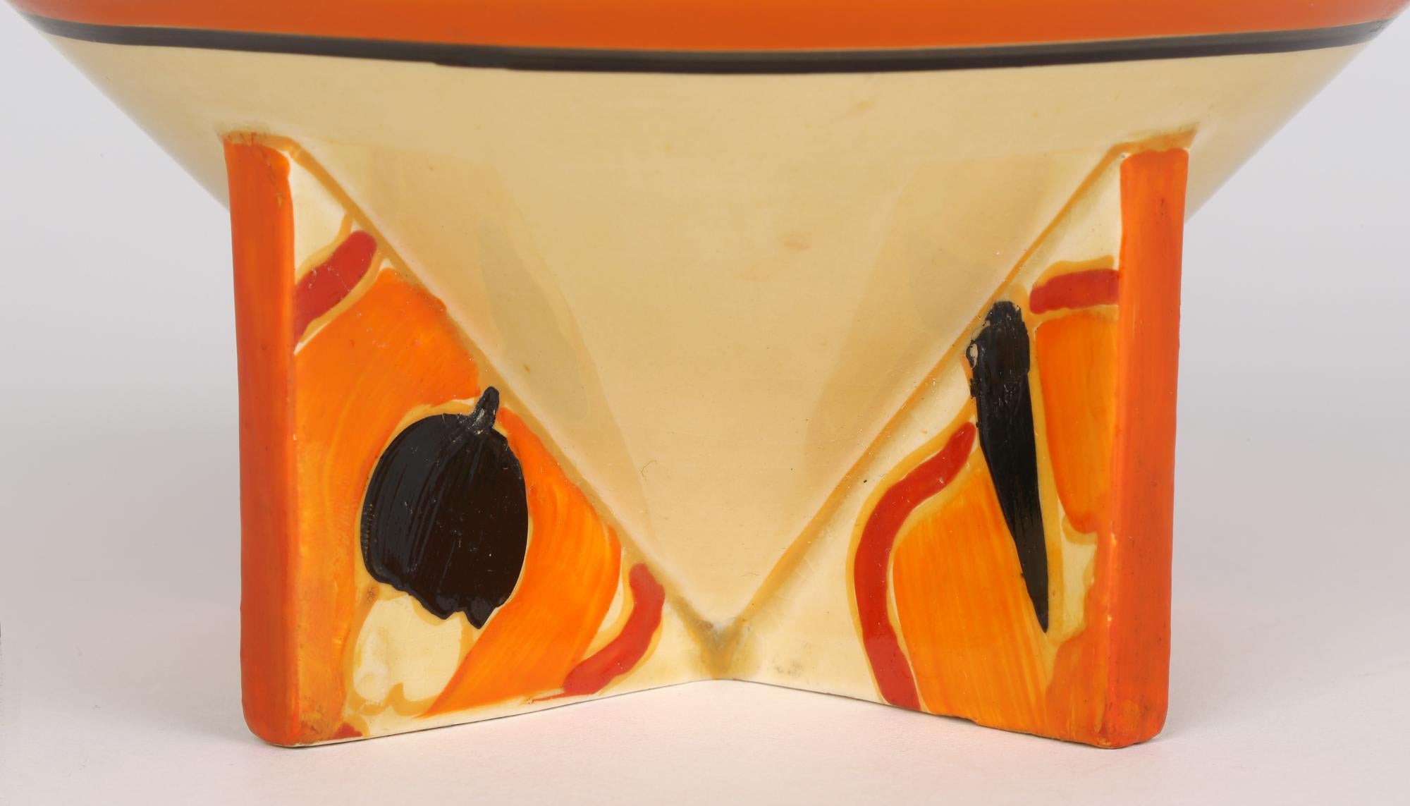 Clarice Cliff Art Deco Bizarre Conical Orange Chintz Hand Painted Bowl 1