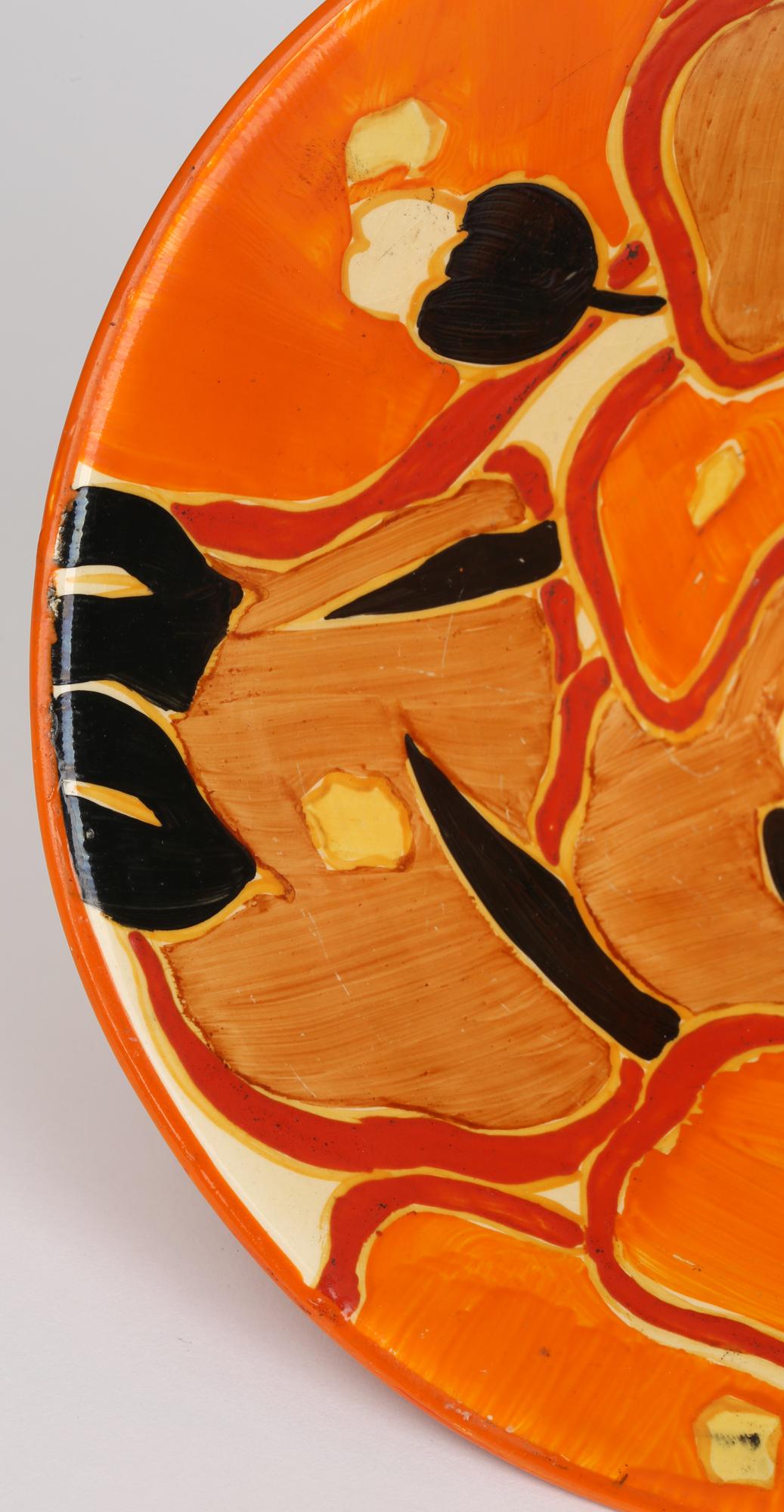 Clarice Cliff Art Deco Bizarre Conical Orange Chintz Hand Painted Bowl 3