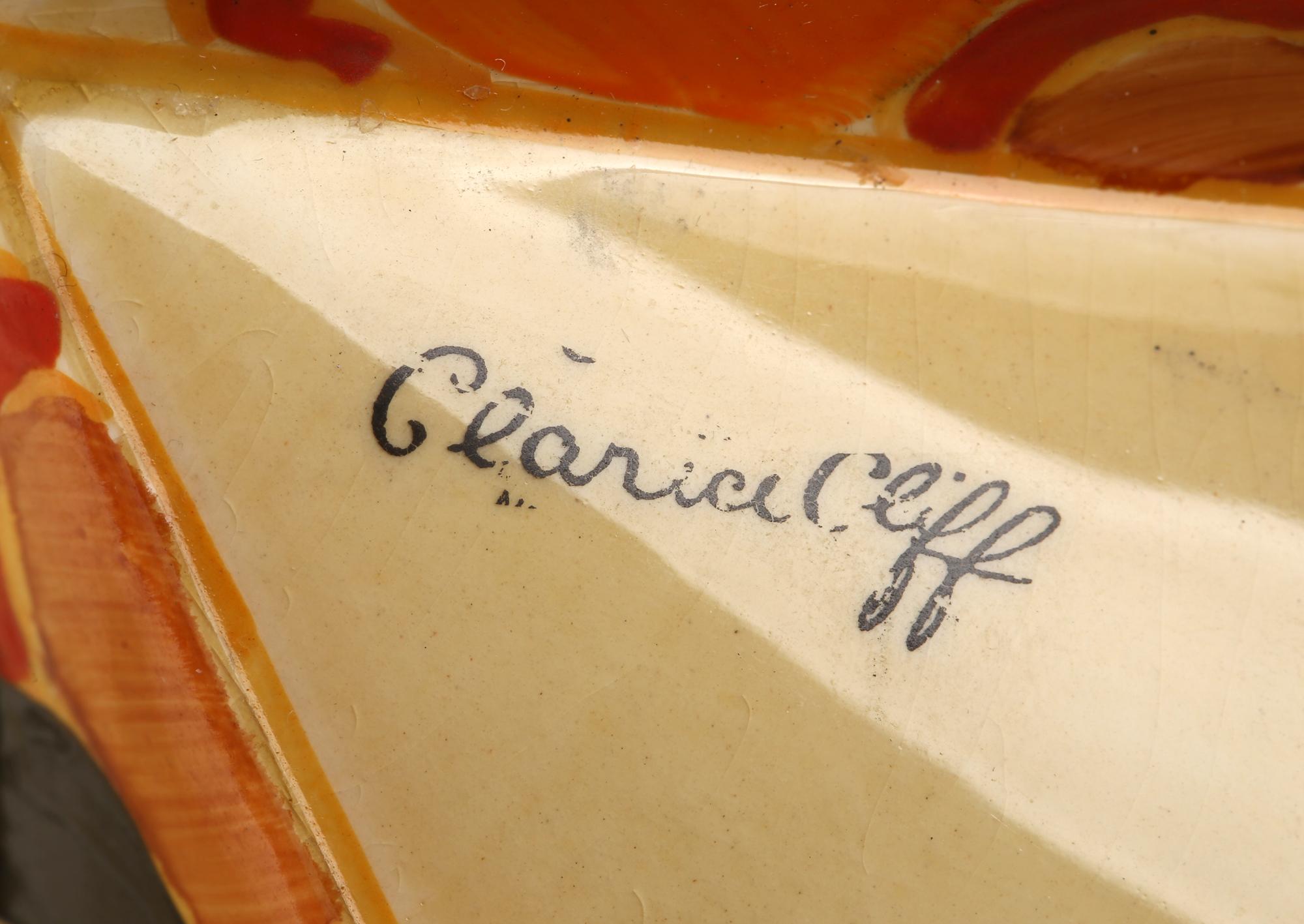 Clarice Cliff Art Deco Bizarre Conical Orange Chintz Hand Painted Bowl 8