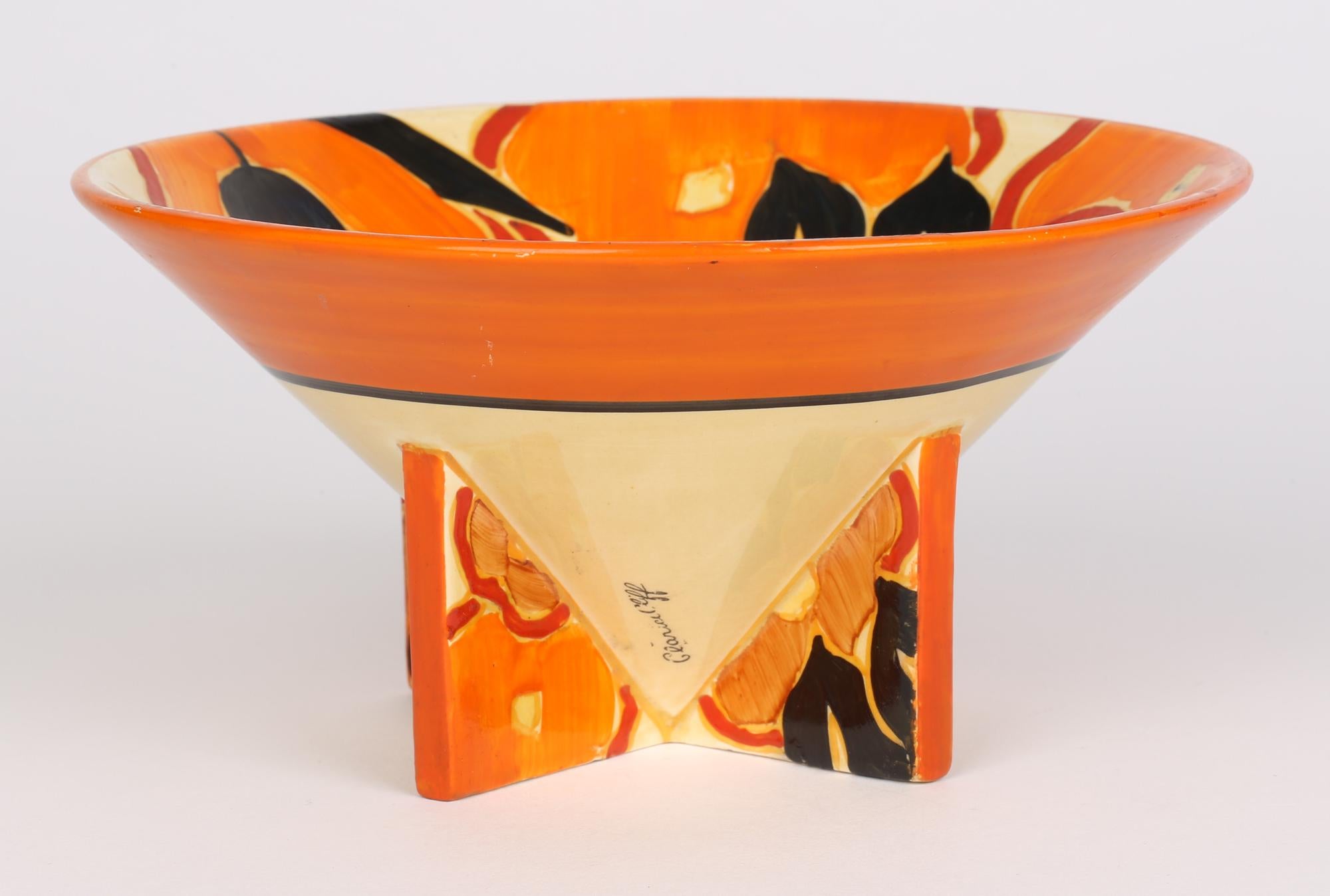 Clarice Cliff Art Deco Bizarre Conical Orange Chintz Hand Painted Bowl 9