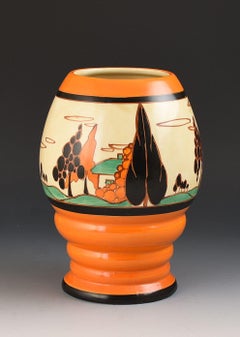 Clarice Cliff ART DECO HANDPAINTED TREES AND HOUSE 362 SHAPE VASE C.1931