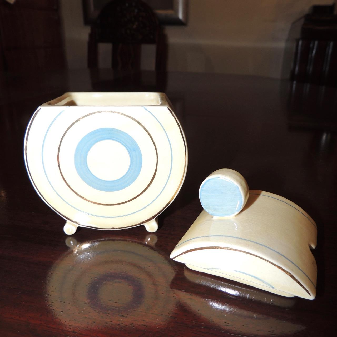 Clarice Cliff Art Deco Tea and Coffee Set for Eight In Good Condition In Oakland, CA