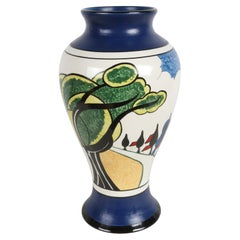 Clarice Cliff Jarrón "Bizarro" de la Avenida de Mayo para Wedgwood - Pintado a mano Inglaterra