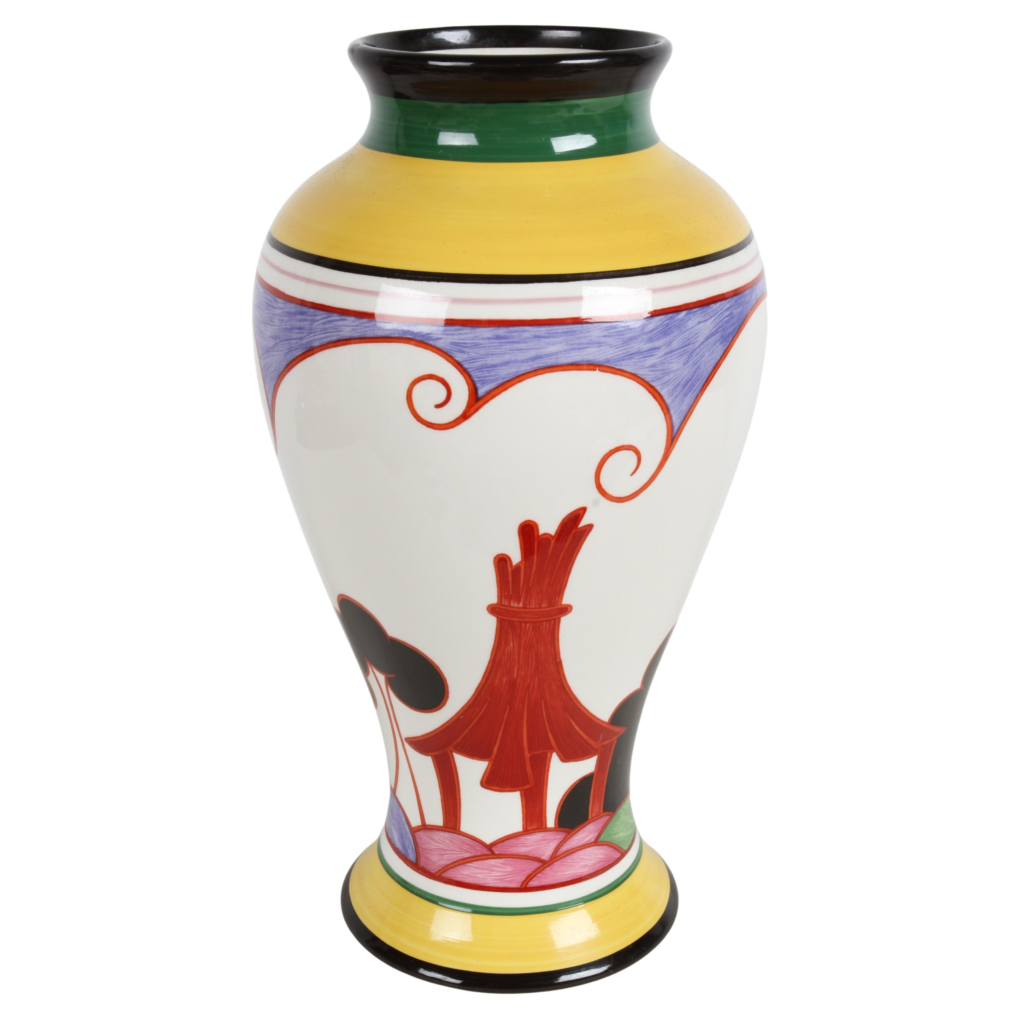 Clarice Cliff "Bizarre" Summer House Vase for Wedgwood - Hand-Painted England