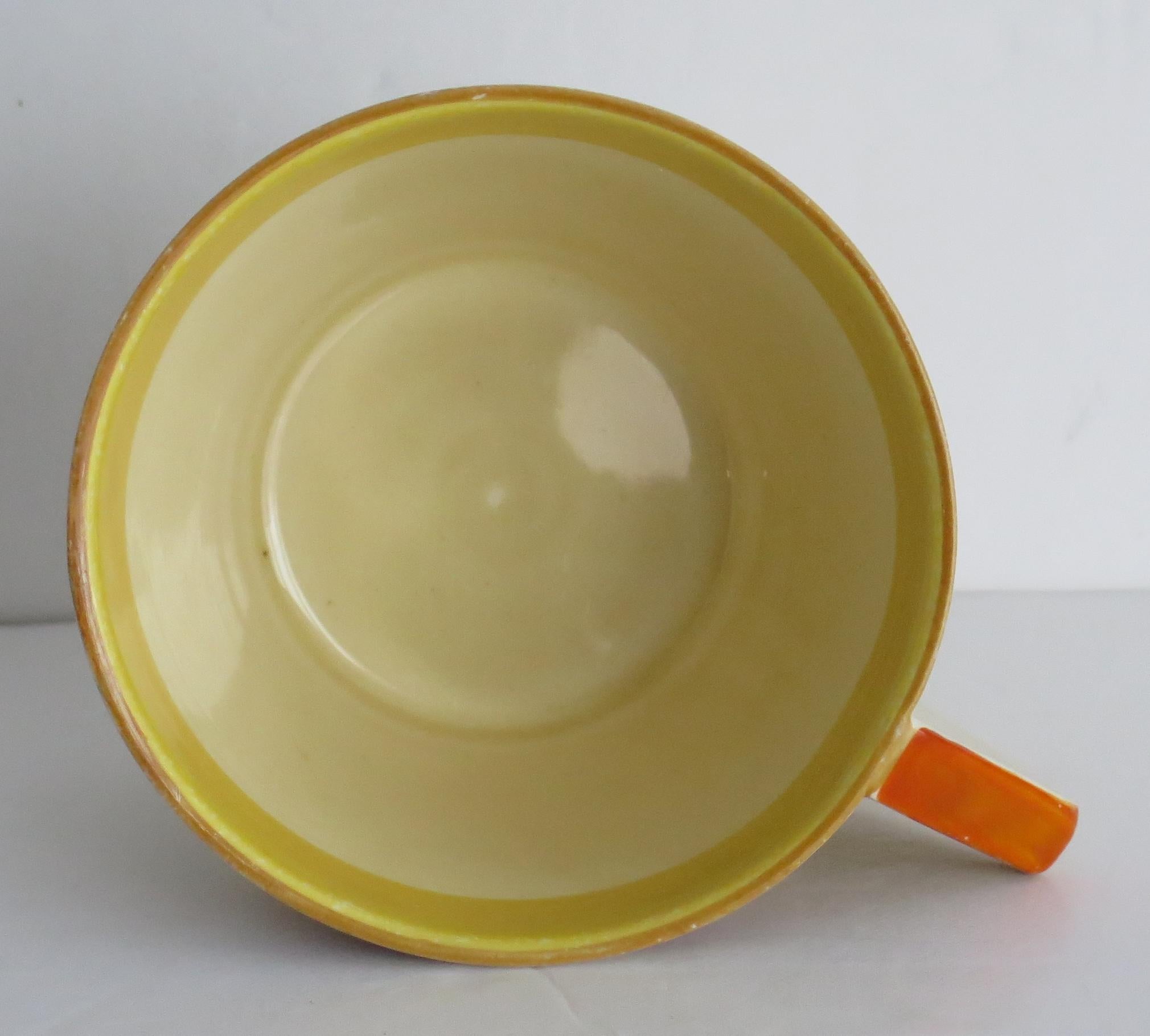 Clarice Cliff Cup and Saucer Conical Banded Bizarre Ptn Art Deco, circa 1930 3