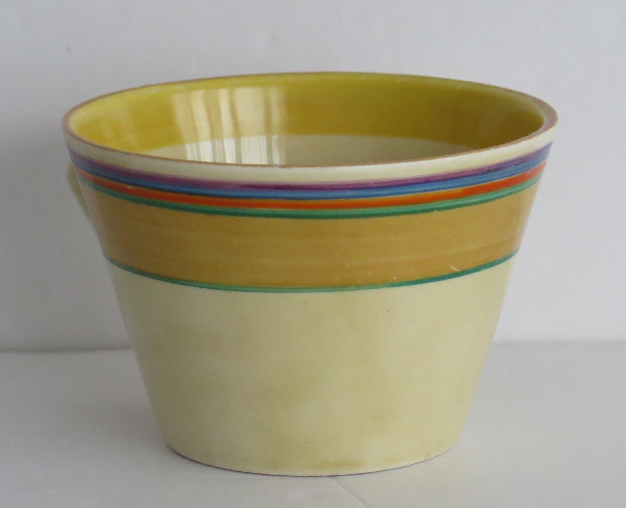 20th Century Clarice Cliff Cup and Saucer Conical Banded Bizarre Ptn Art Deco, circa 1930
