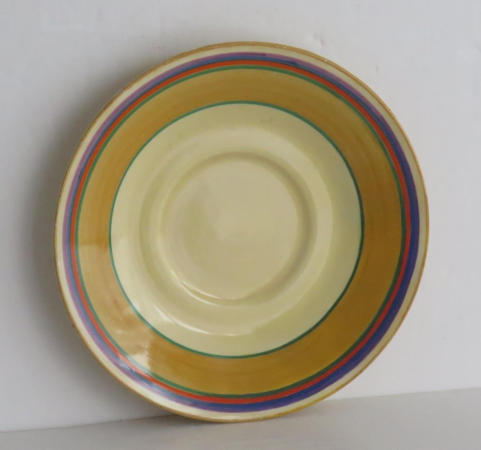 Clarice Cliff Cup and Saucer Conical Banded Bizarre Ptn Art Deco, circa 1930 1
