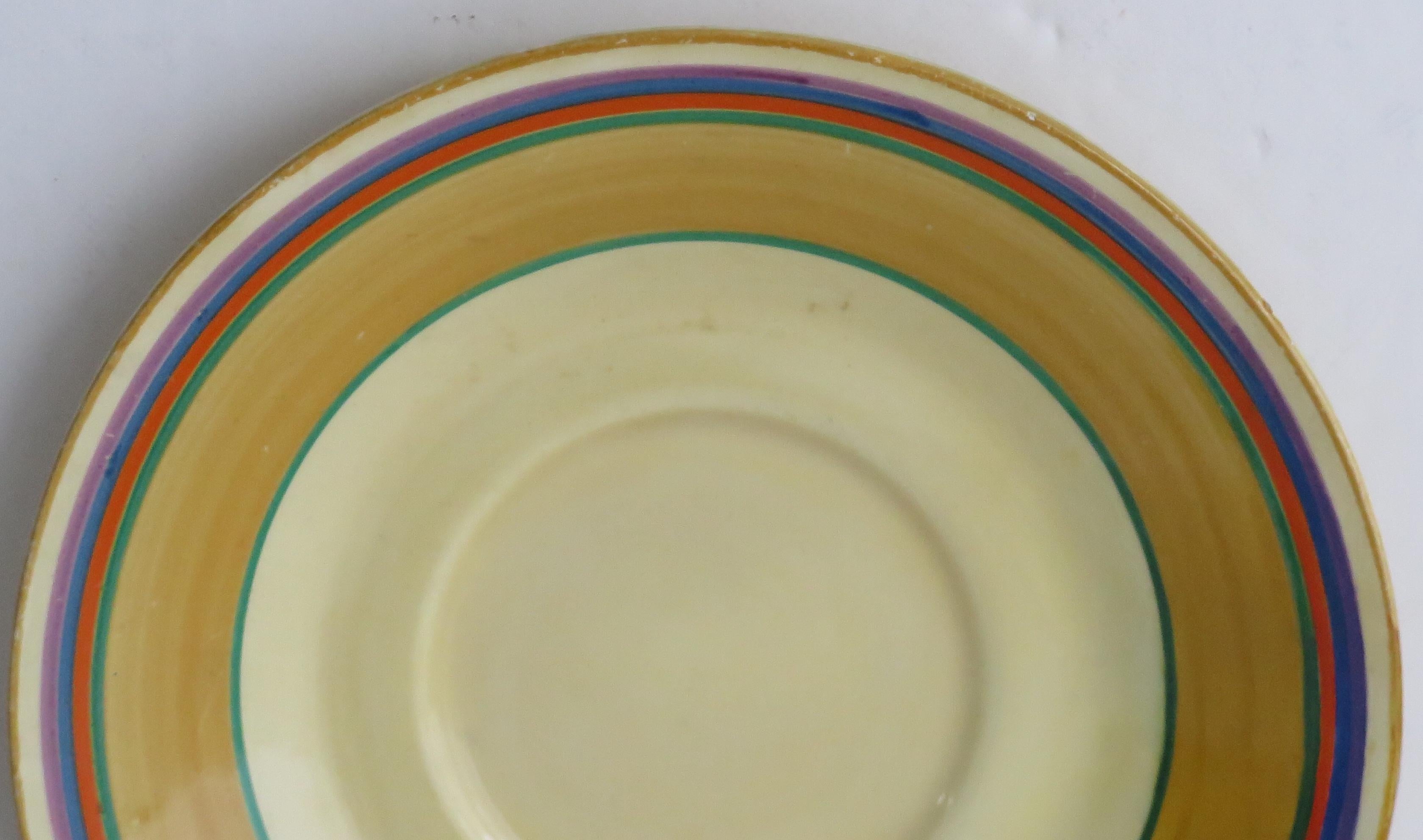 Clarice Cliff Cup and Saucer Conical Banded Bizarre Ptn Art Deco, circa 1930 2