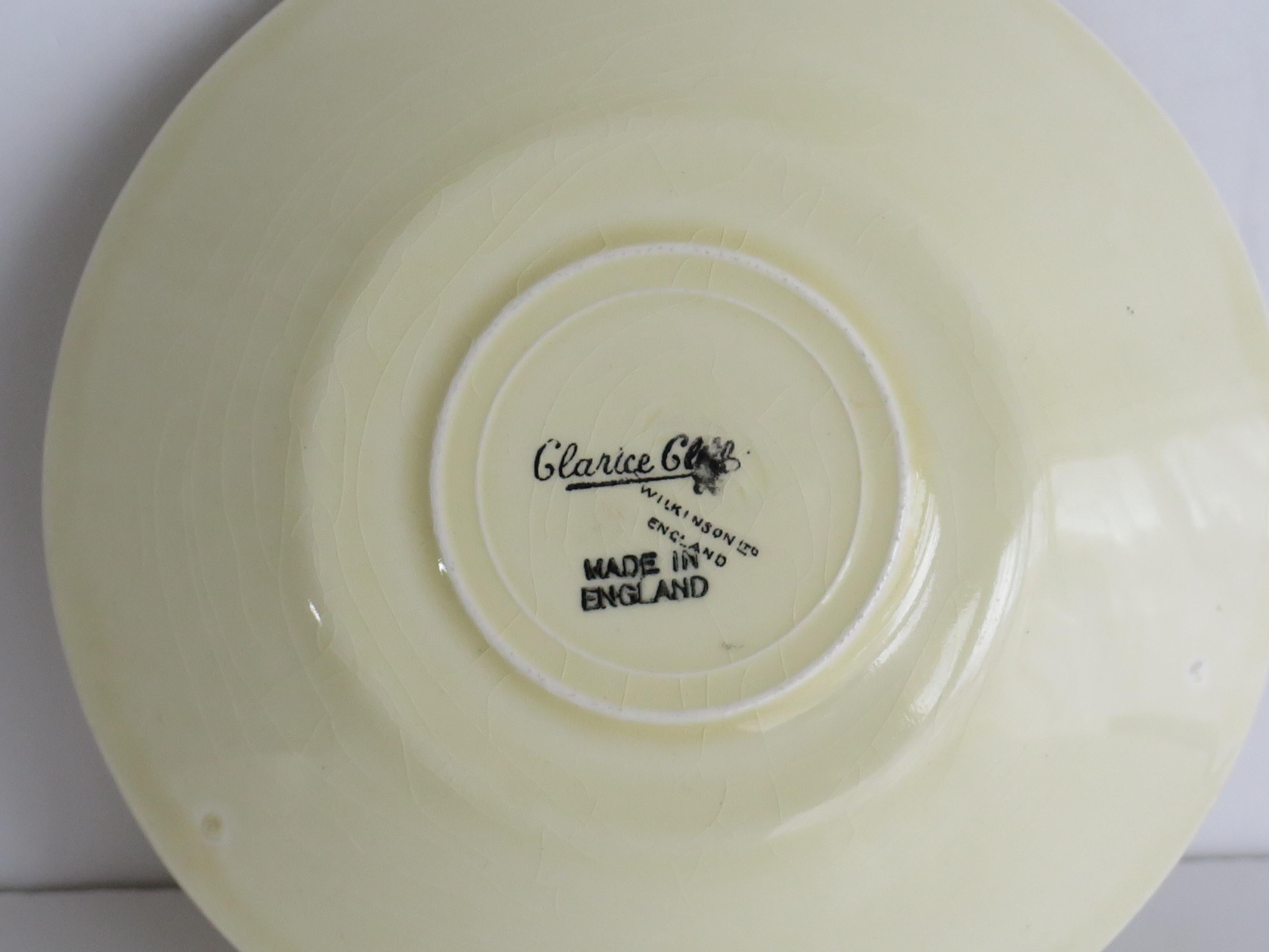 Clarice Cliff Cup and Saucer Duo Ravel Pattern Athens Shape, Art Deco circa 1936 For Sale 2