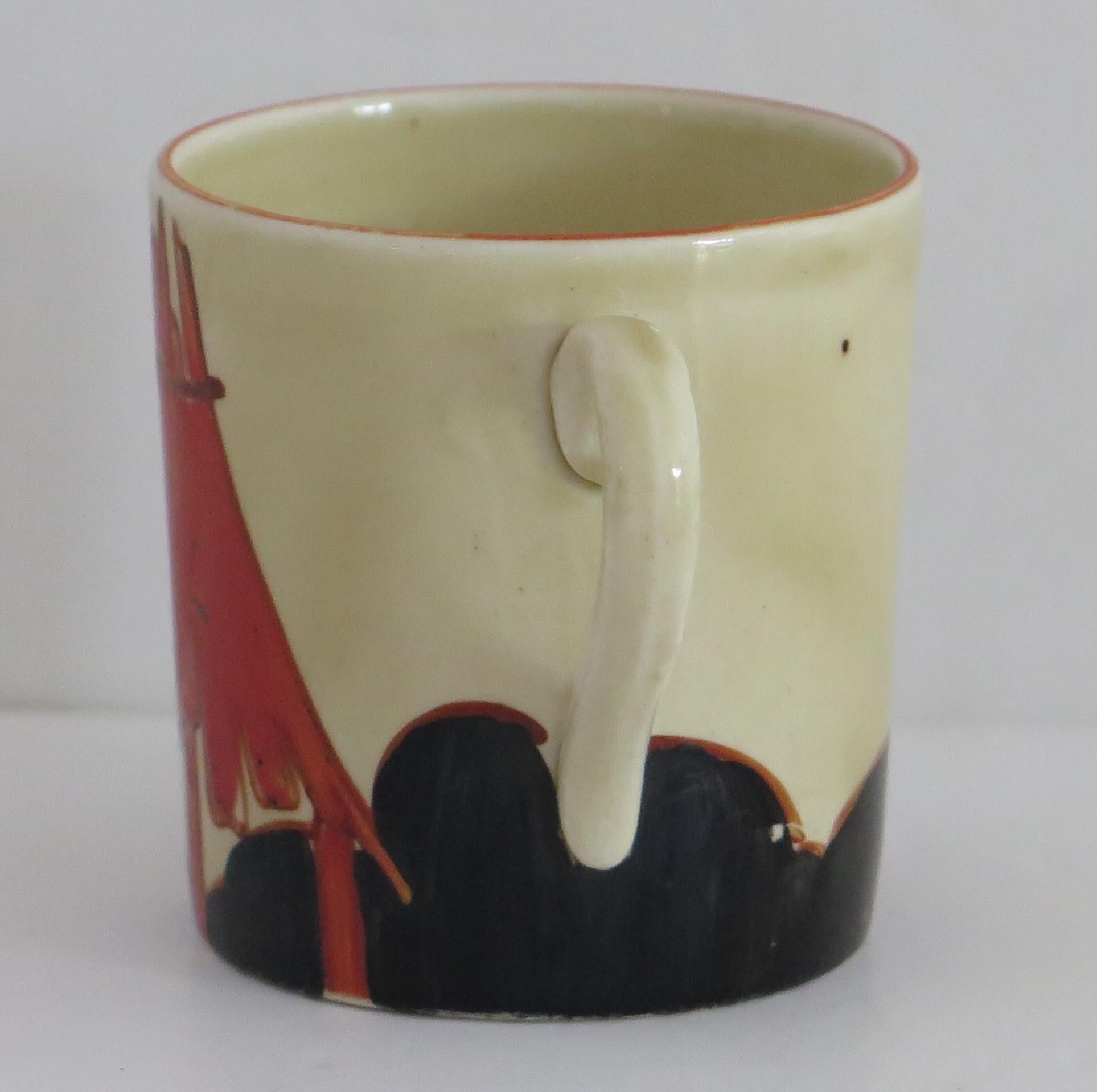 Pottery Clarice Cliff Cup and Saucer Rare Red Autumn Bizarre & Fantasque Ptn, circa 1930