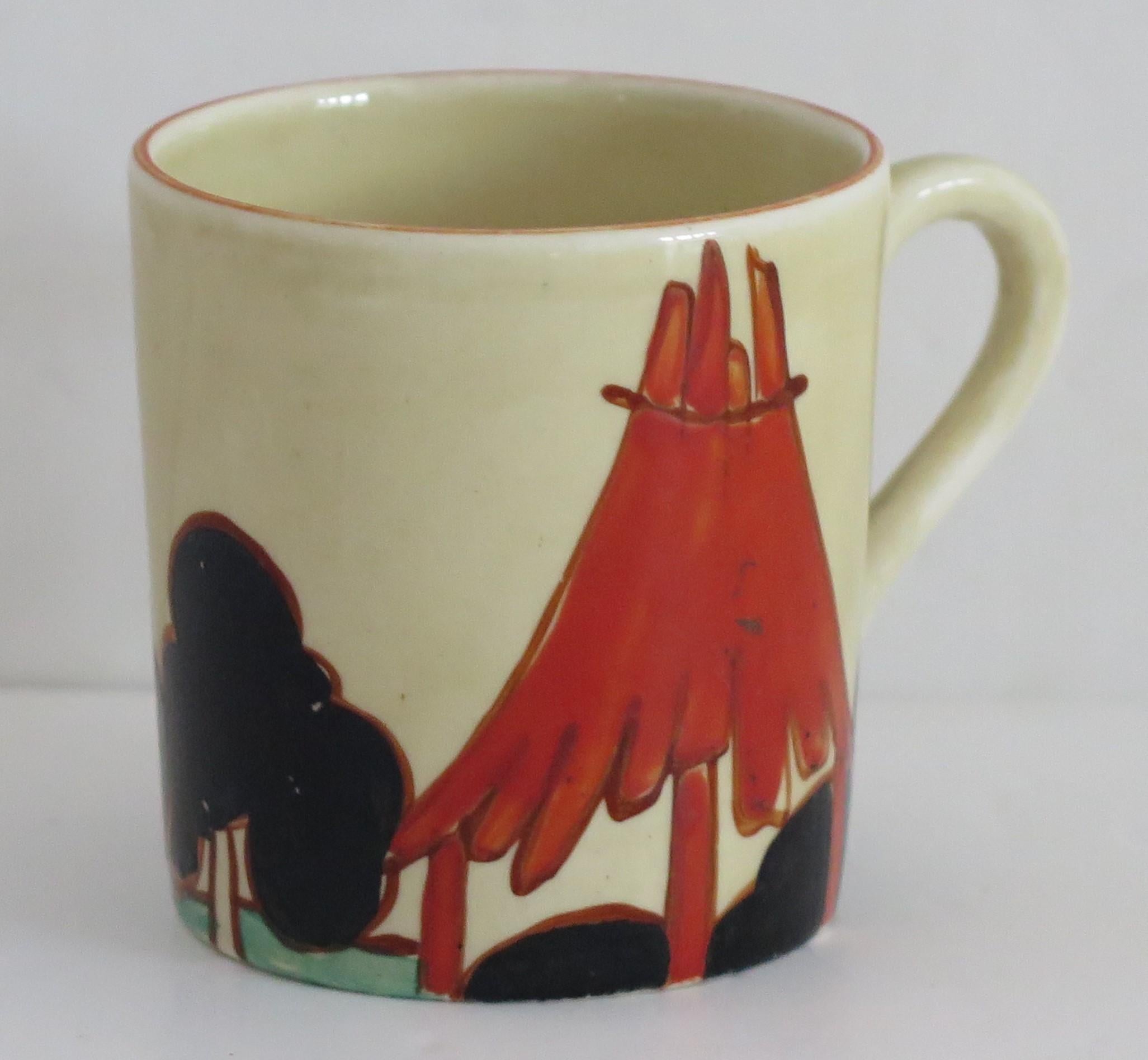 20th Century Clarice Cliff Cup and Saucer Rare Red Autumn Bizarre & Fantasque Ptn, circa 1930