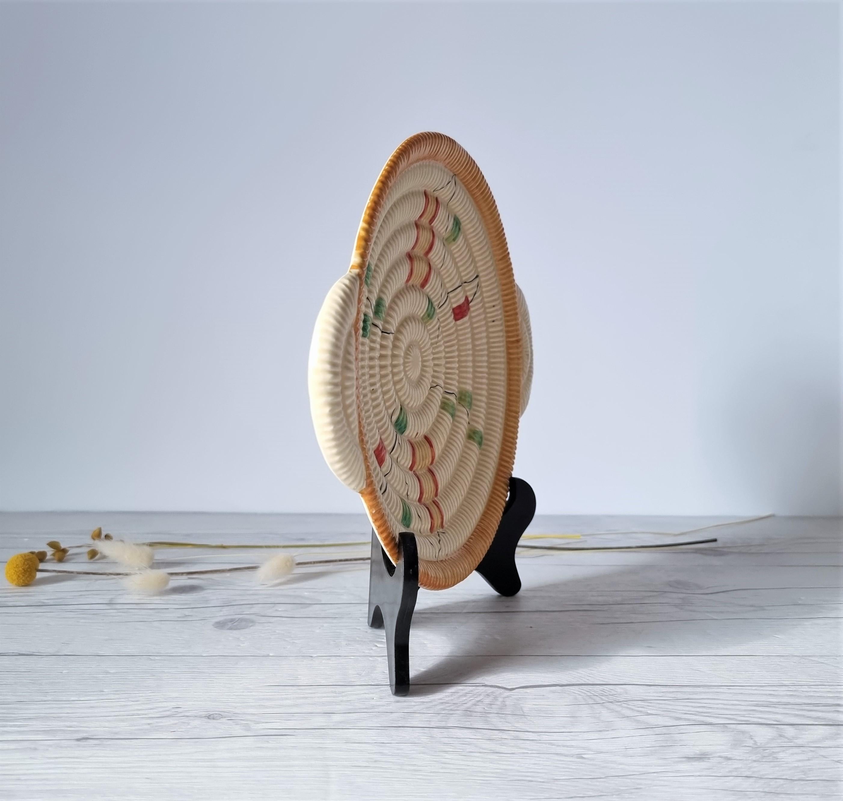 Clarice Cliff for Newport Pottery, 1936-37 Raffia Indiana Series, Textured Dish 1