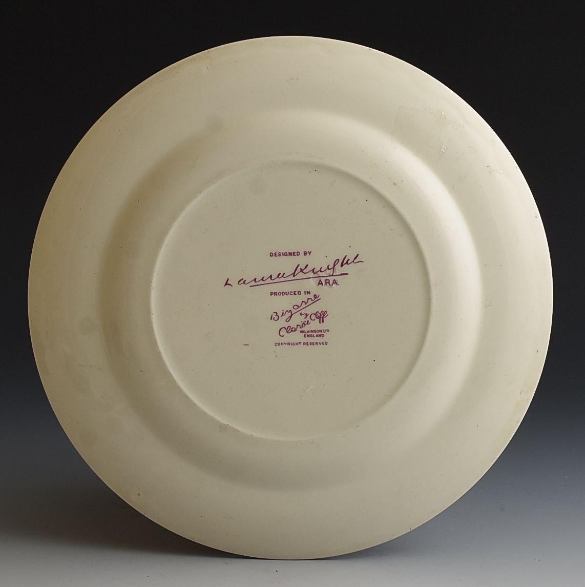 Art Deco Clarice Cliff LAURA KNIGHT CIRCUS BEAR TAMER PLATE C.1933