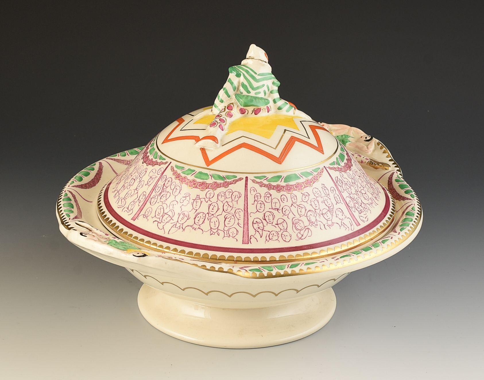Hand-Painted Clarice Cliff LAURA KNIGHT CIRCUS TUREEN C.1933