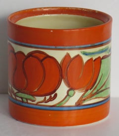 Pot de Cliff Clarice en forme de nénuphar à motif fantastique orange Lily Orange, période Art Déco vers 1929