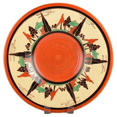 Clarice Cliff RARE RED TREES & HOUSE 18" WALL CHARGER C.1931