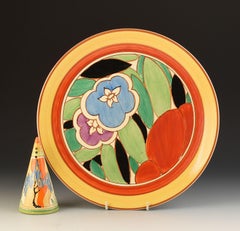 Clarice Cliff RED GARDENIA 33CM WALL PLAQUE C.1931